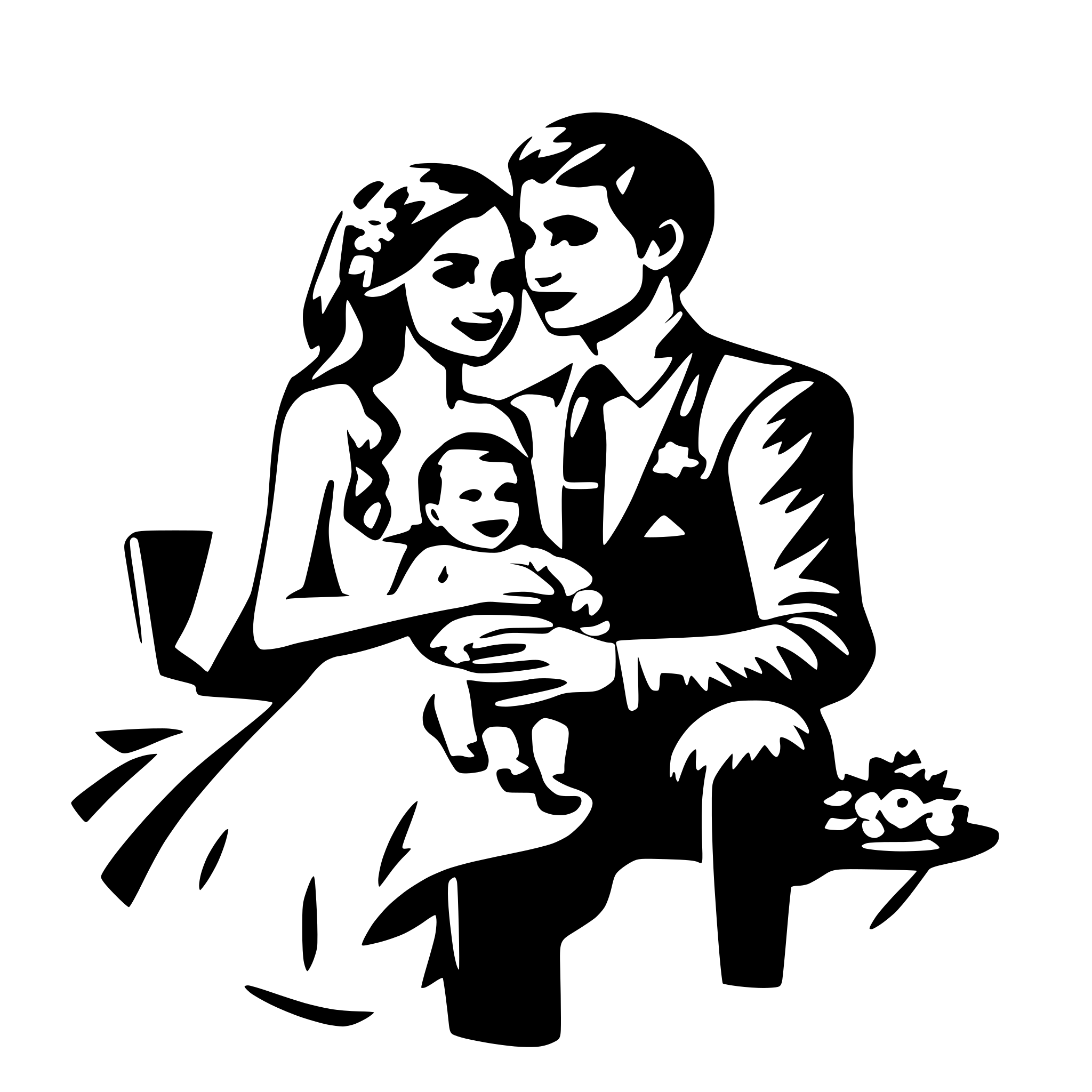 AI-generated SVG of a wedding couple with baby