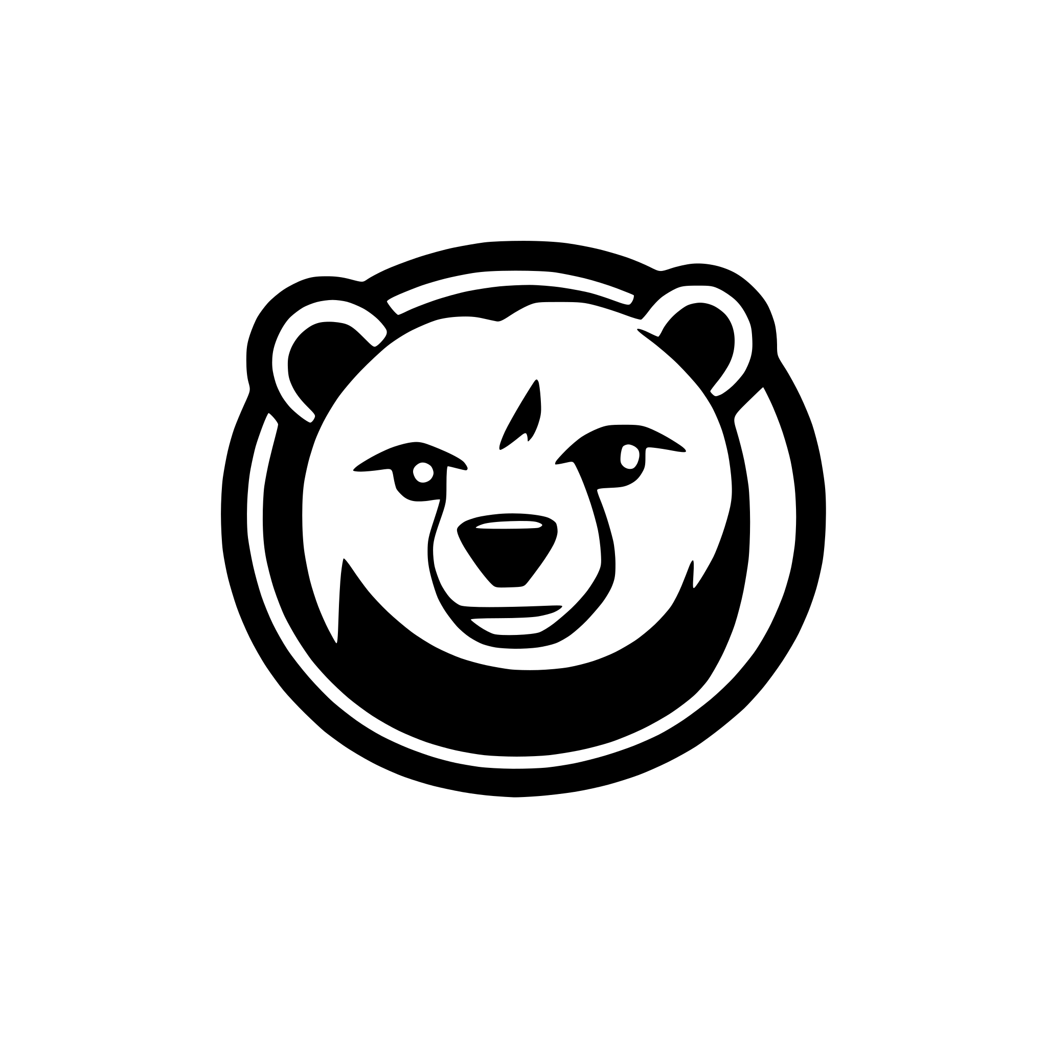 AI-generated SVG of a bear; colors: white, black, purple