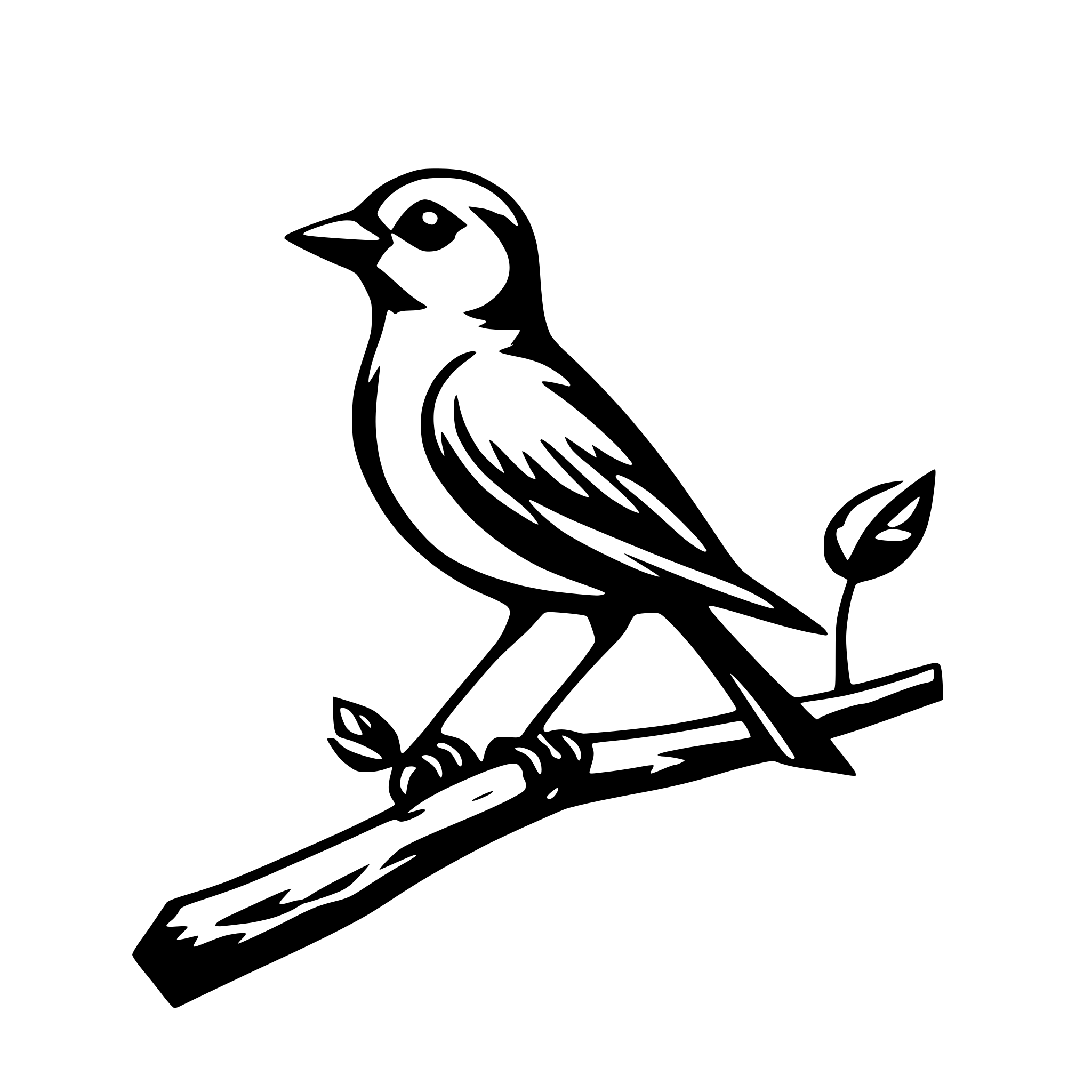 AI-generated SVG of a a bird on a branch, in an outline icon style AI-generated SVG of a a bird on a branch, in an outline icon style