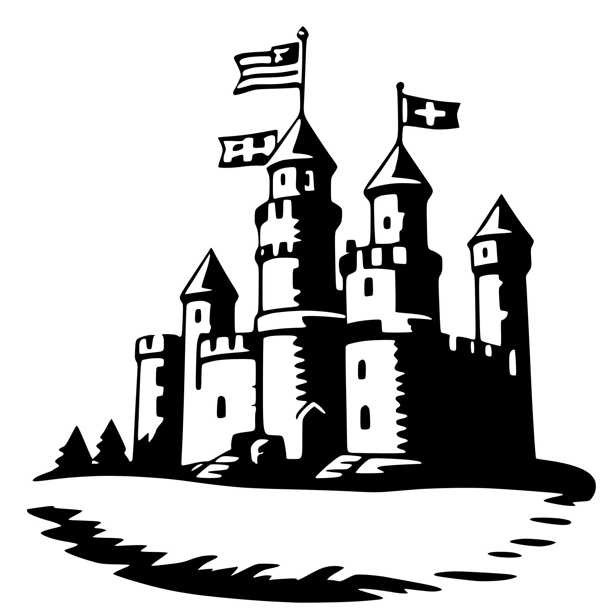 AI-generated SVG of 'castle with flags'