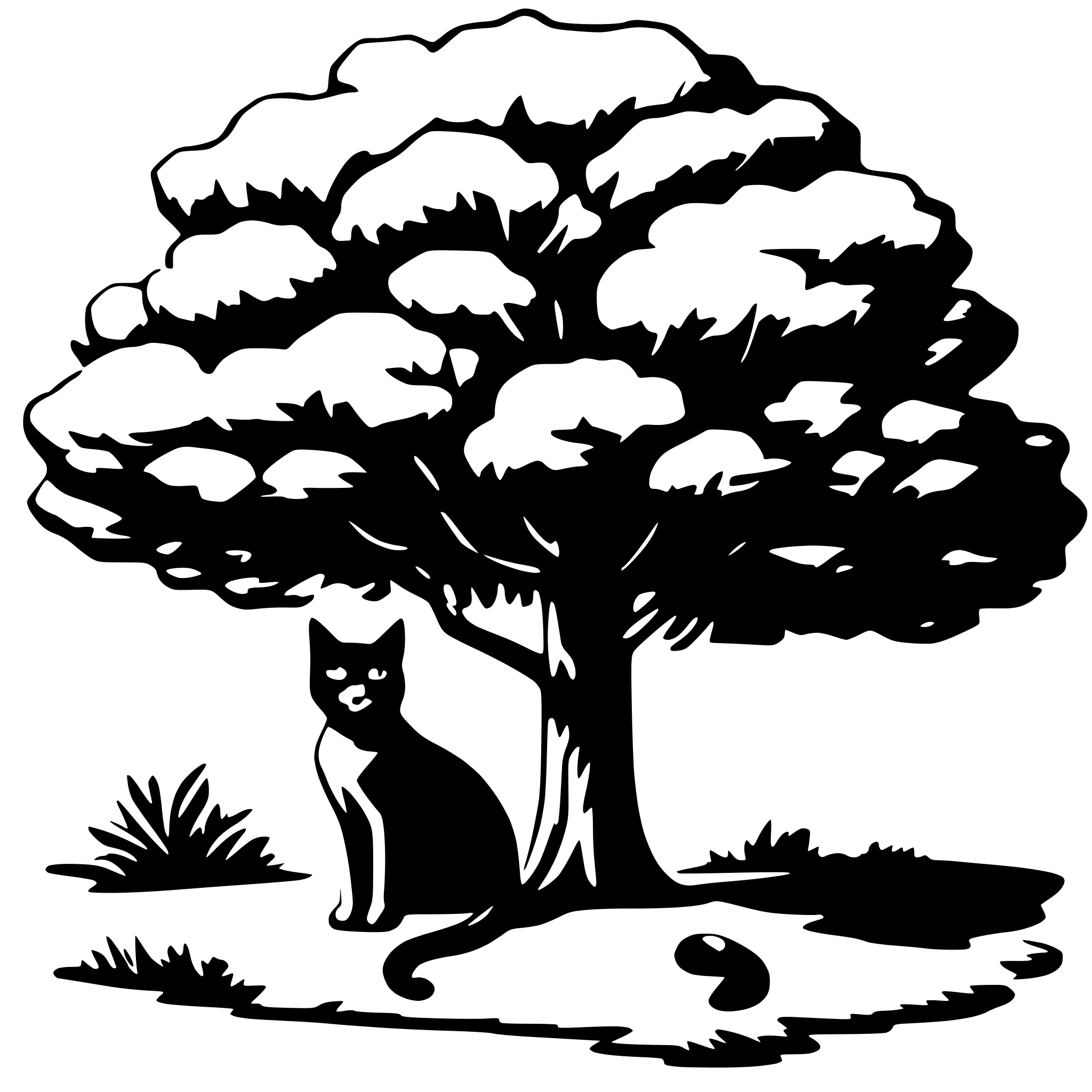AI-generated SVG of a cat under tree