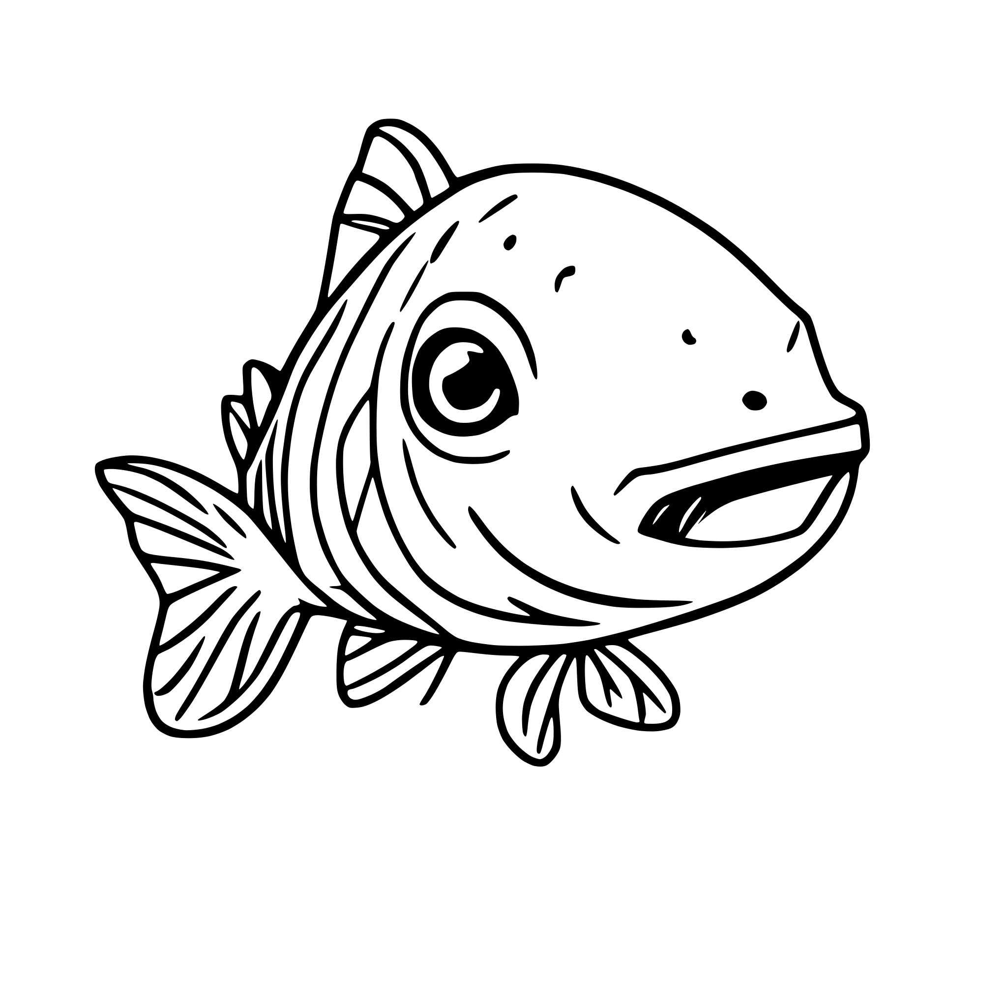AI-generated SVG of a redfish swimming line art