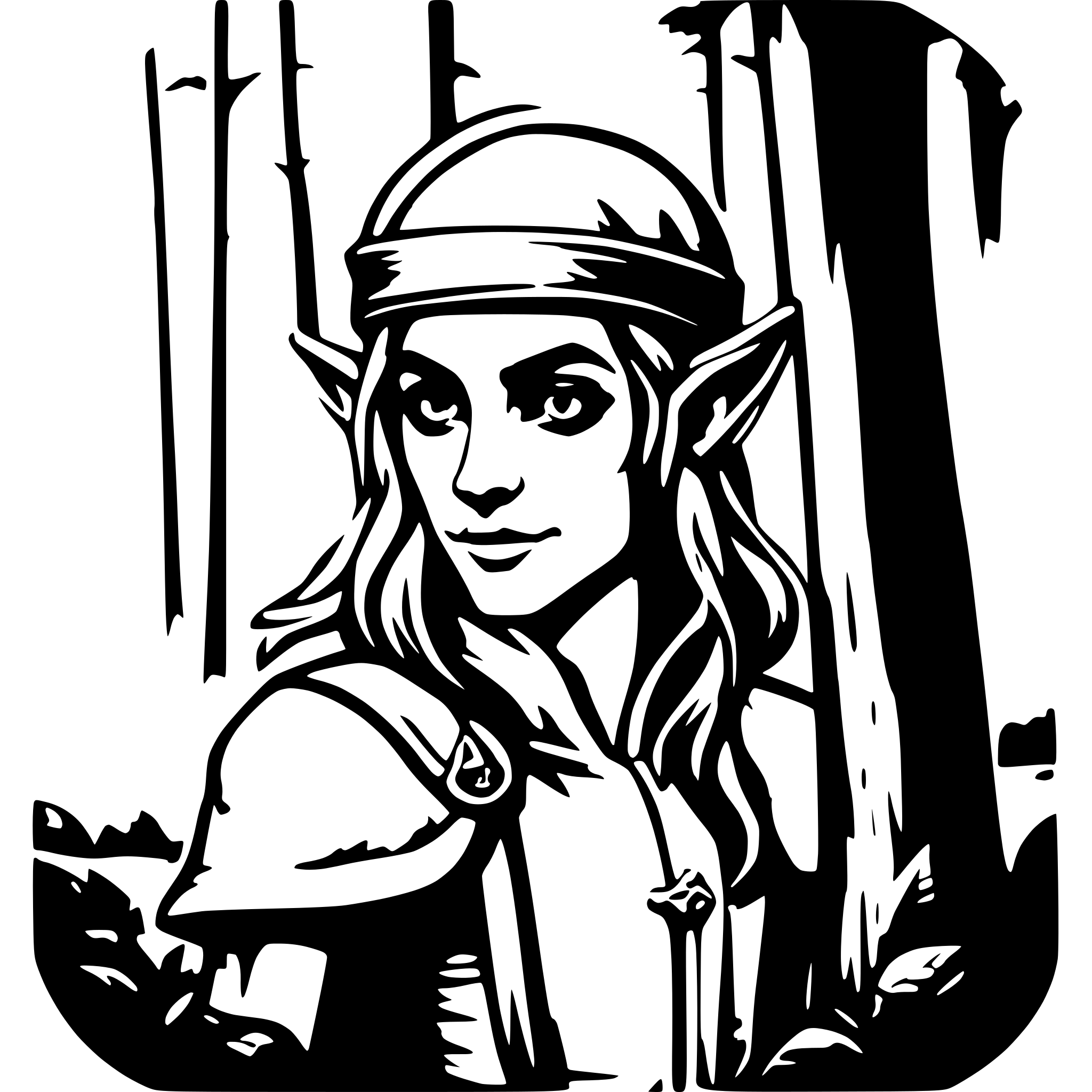 AI-generated SVG of a forest elf mtg