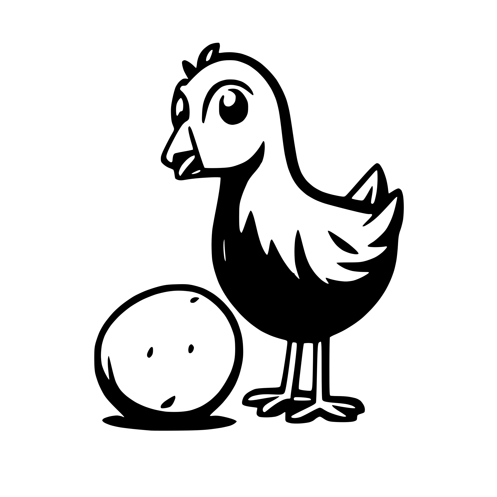 AI-generated SVG of a a hen with a egg on the ground