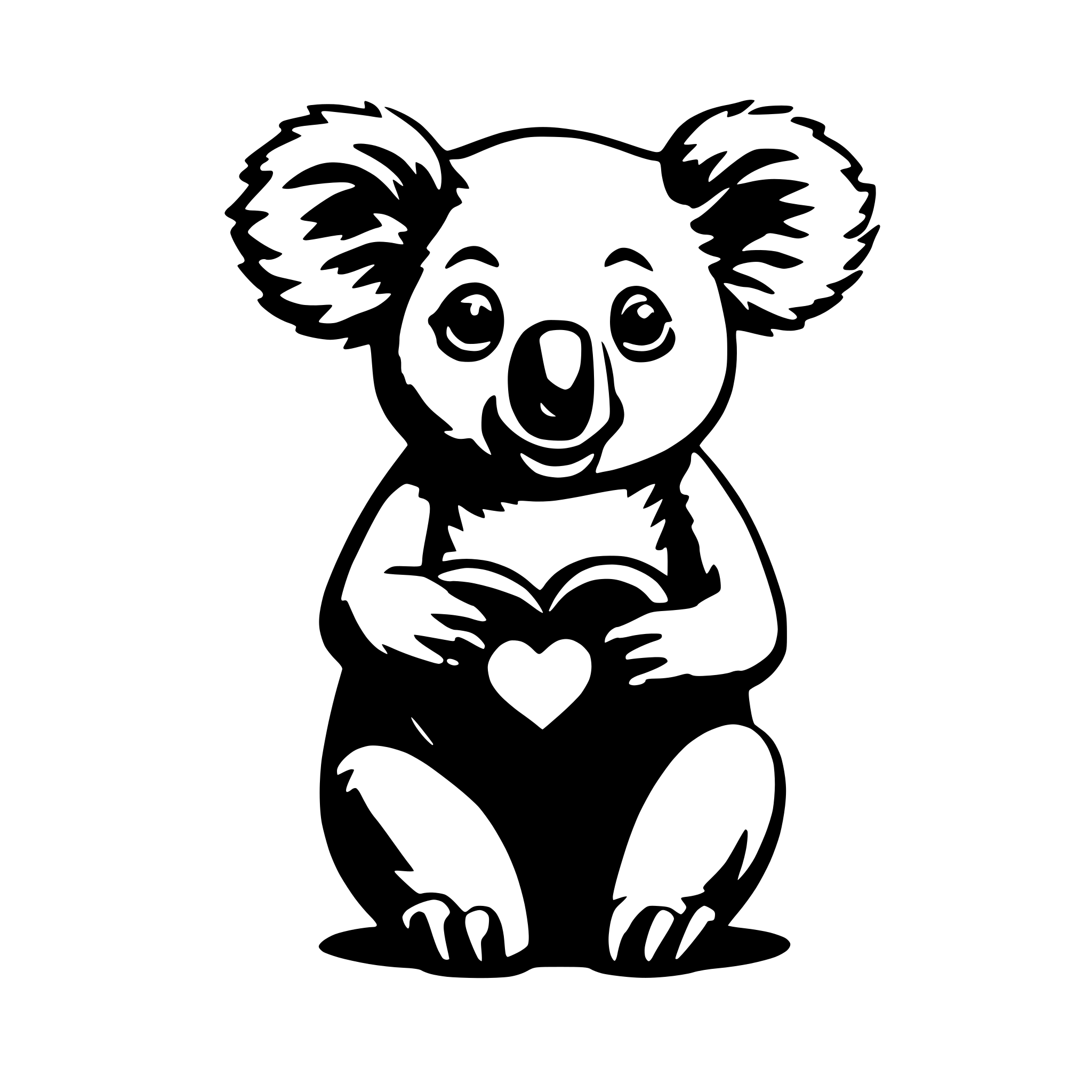 AI-generated SVG of a koala with a valentines heart