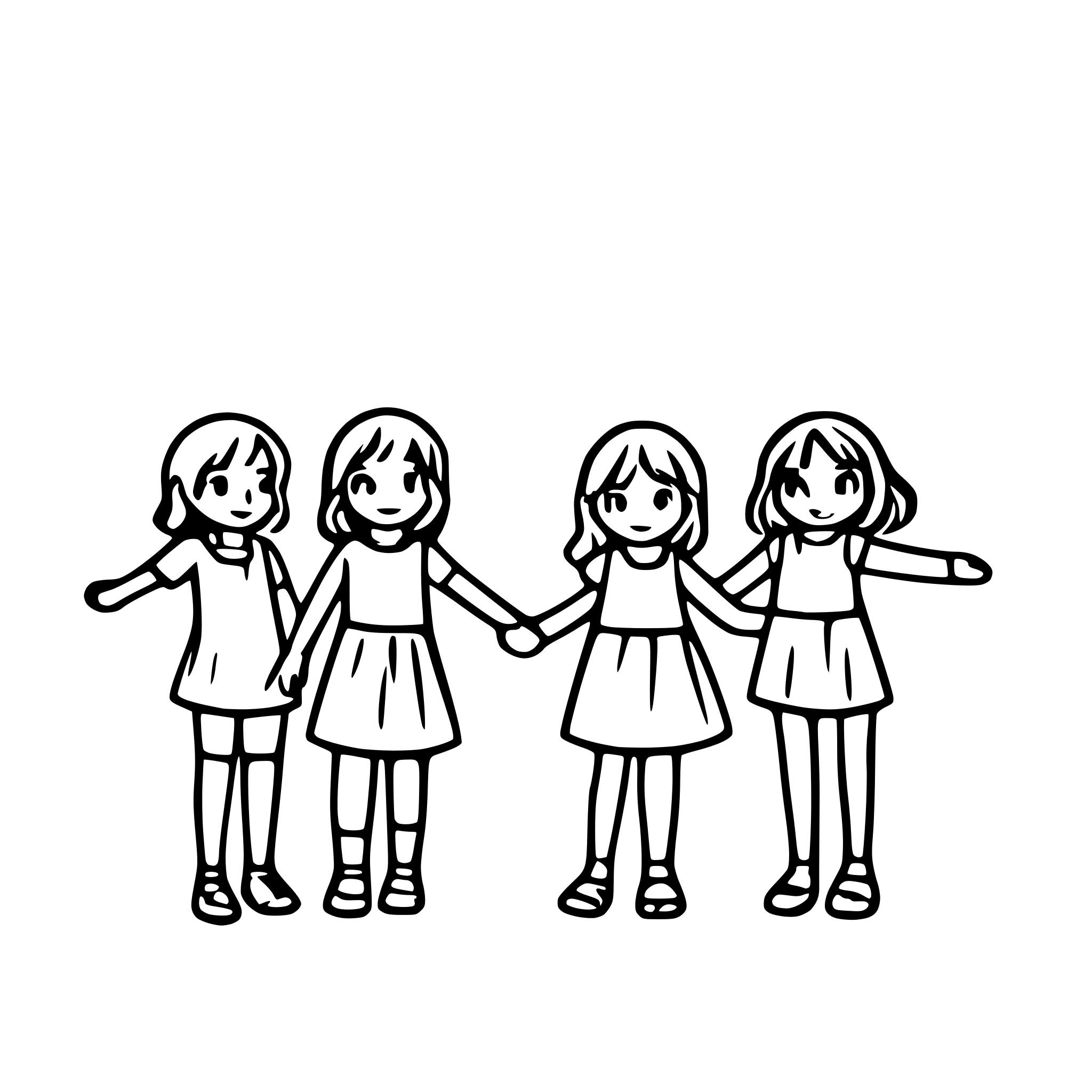 AI-generated SVG of a children forming a line and holding hands