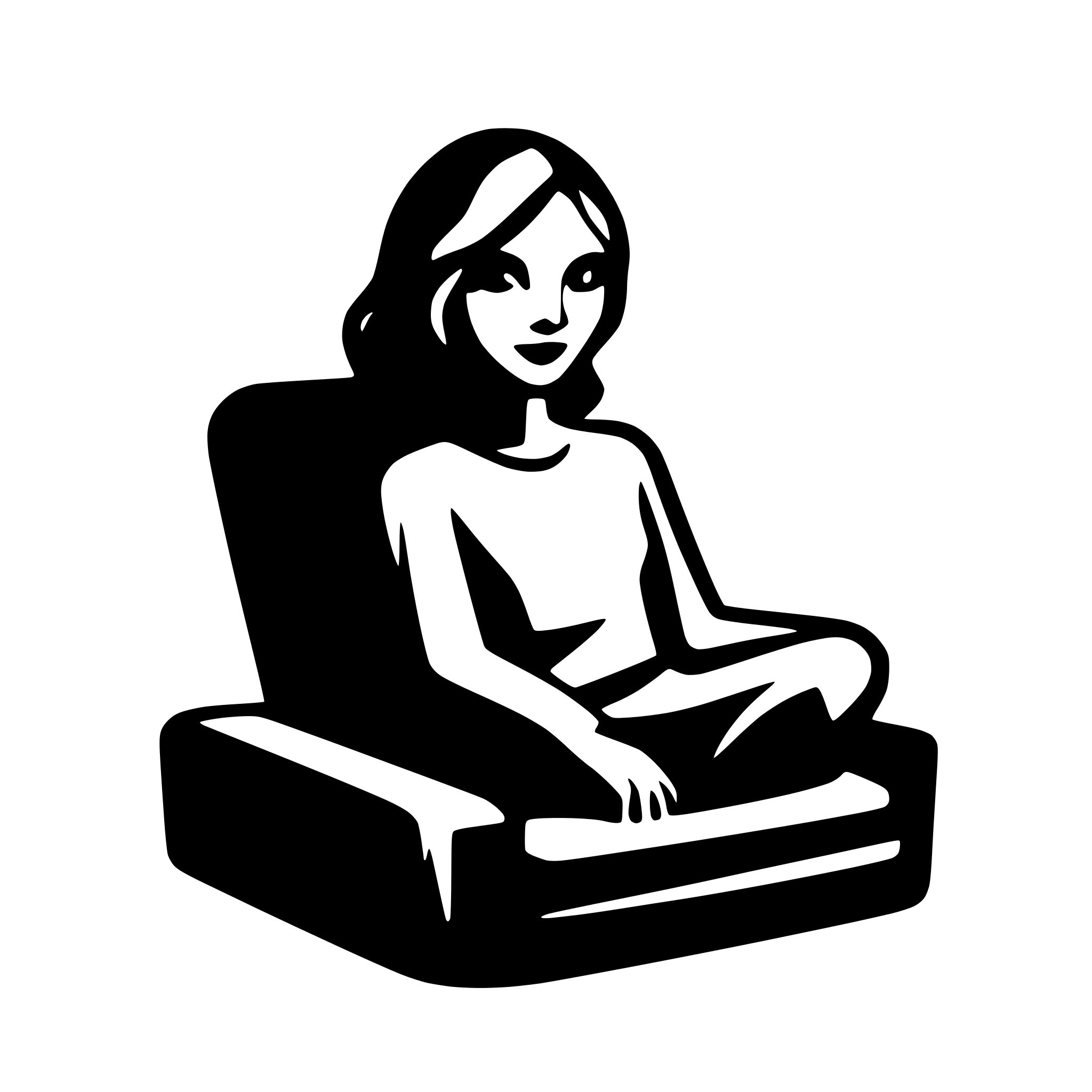 AI-generated SVG of a central point of view image. Silhouette of a person sitting on a sofa. Minimalistic.