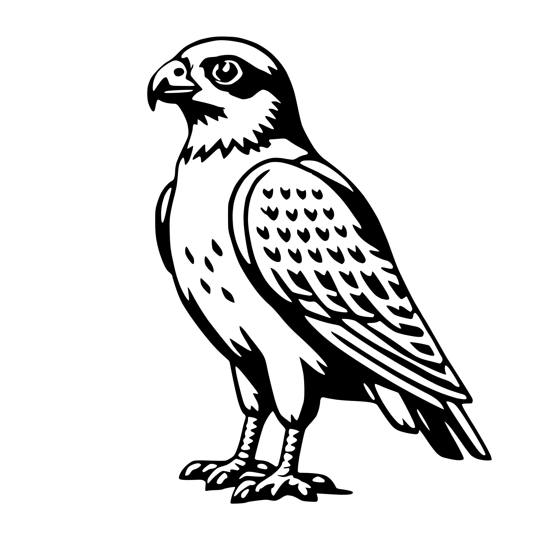 AI-generated SVG of a falcon with binoculars