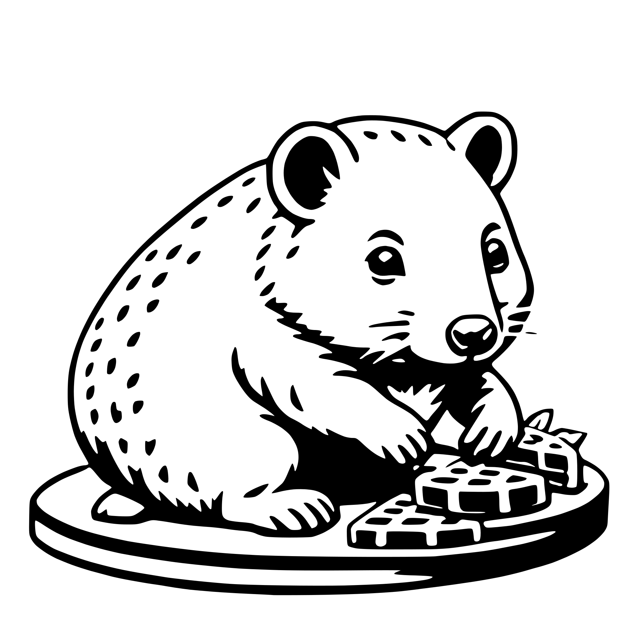 AI-generated SVG of 'wombat with waffle'