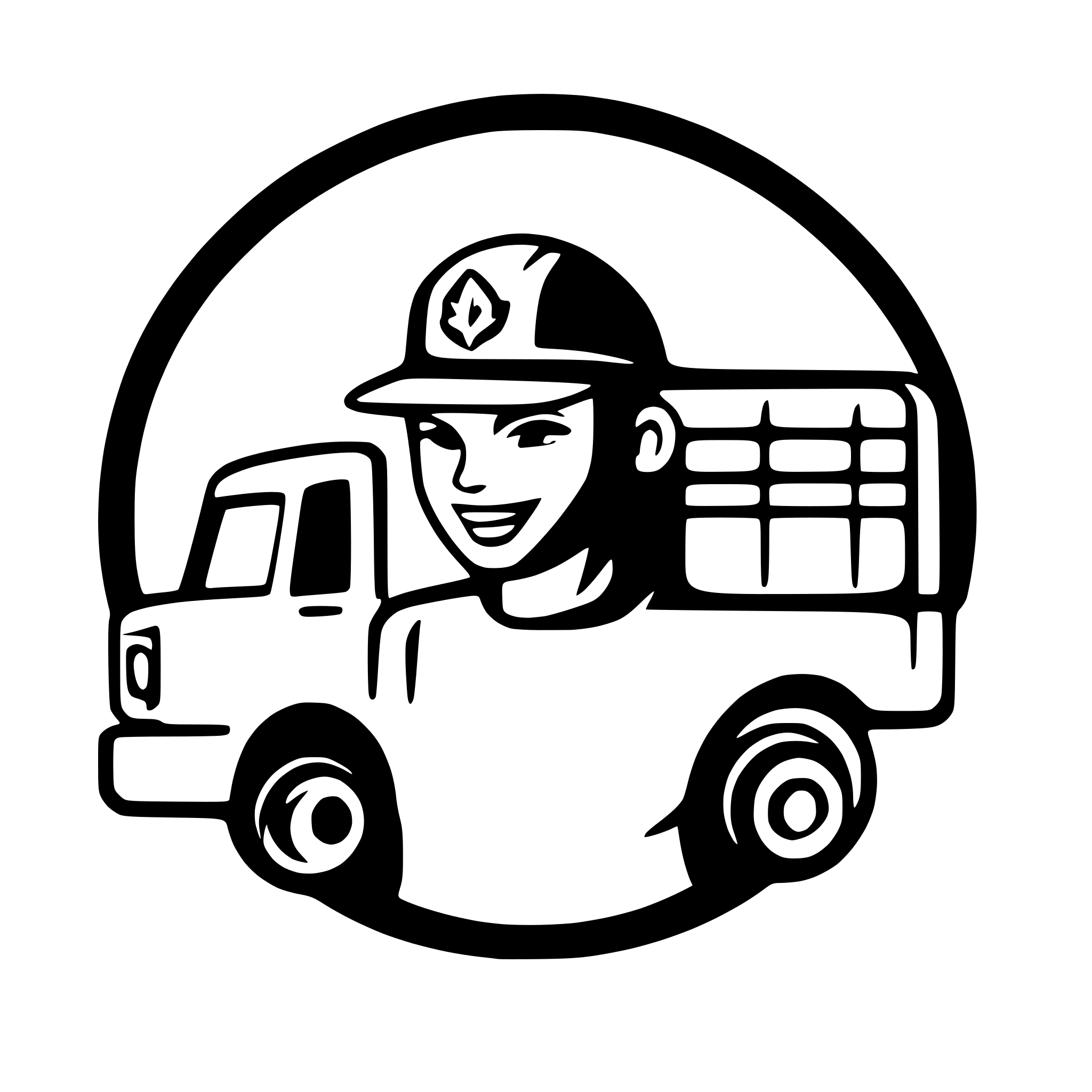 AI-generated SVG of a Atue como um especialista em logotipos e criação de marca. Criando um logo contendo uma engrenagem e pistão de truck  com uma caveira ao centro de barba branca e com um boné preto com o logo que será criado. Paletas de cores: Preto, cinza e verde florescente.