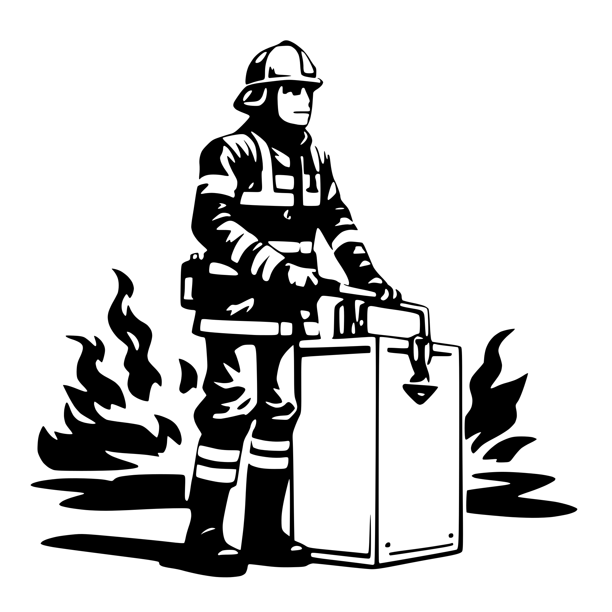 AI-generated SVG of a Fire Fighter lifting a box