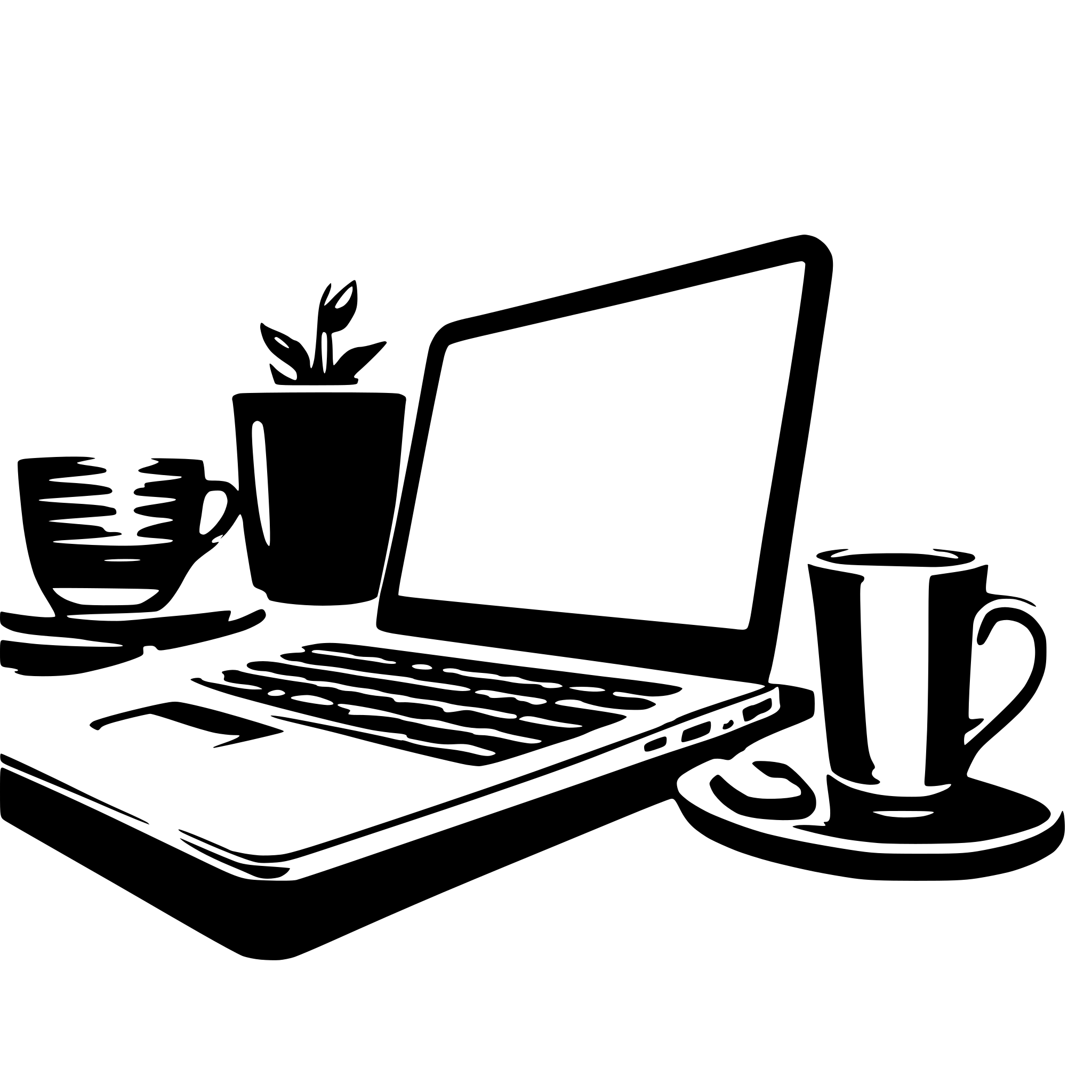 AI-generated SVG of a A sleek laptop open on a modern desk with a cup of coffee beside it. AI-generated SVG of a A sleek laptop open on a modern desk with a cup of coffee beside it.