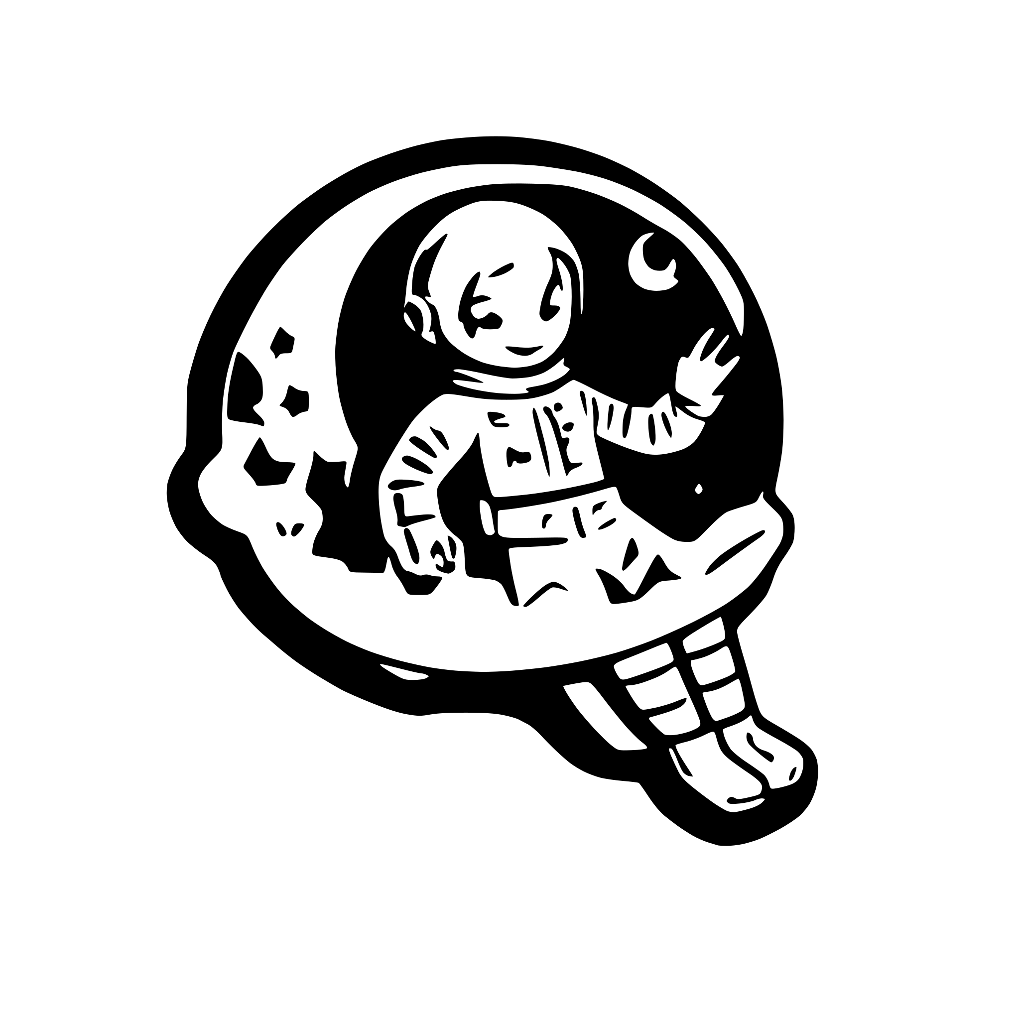 AI-generated SVG of a astronaut floating between stars