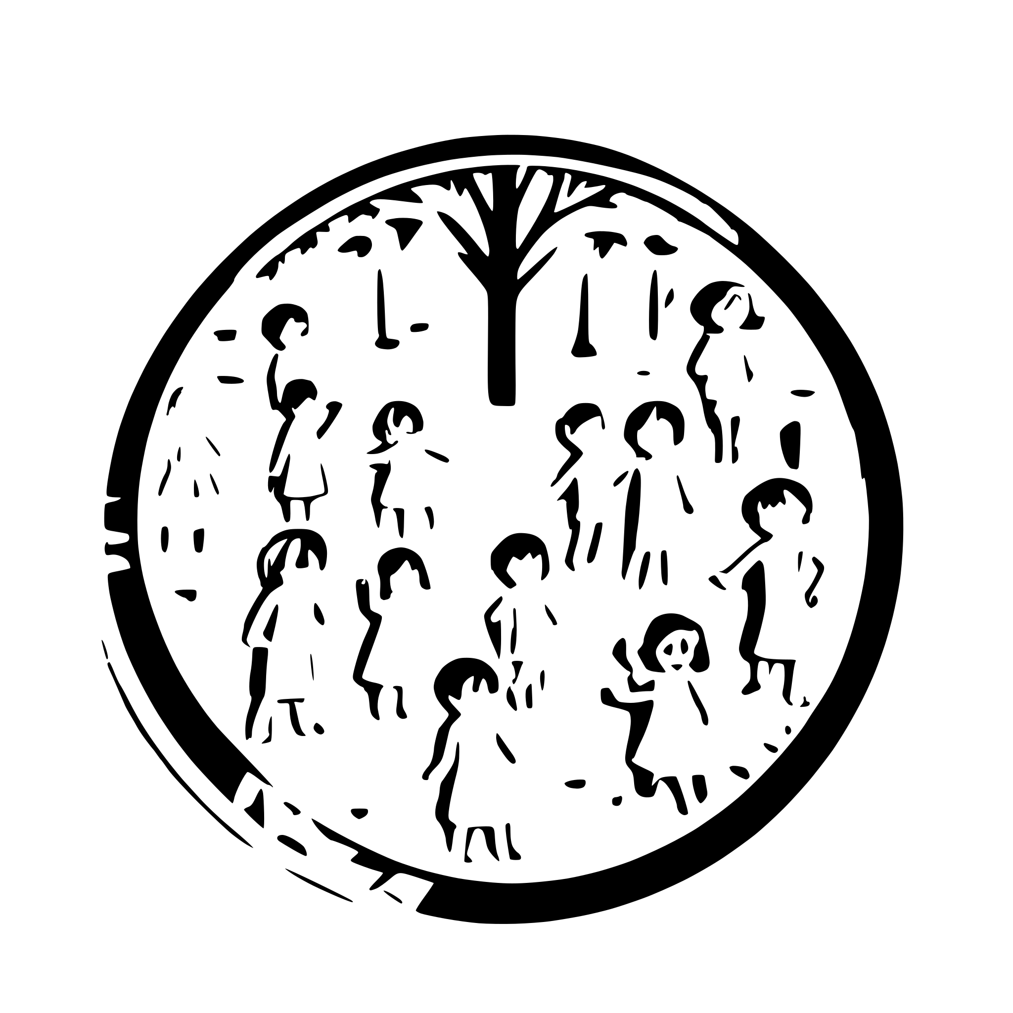 AI-generated SVG of a many children with smiling face paying on the playground