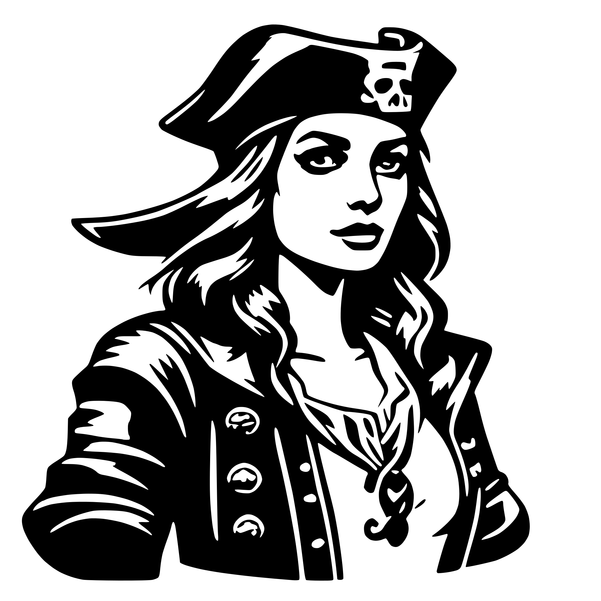 AI-generated SVG of 'lady pirate'