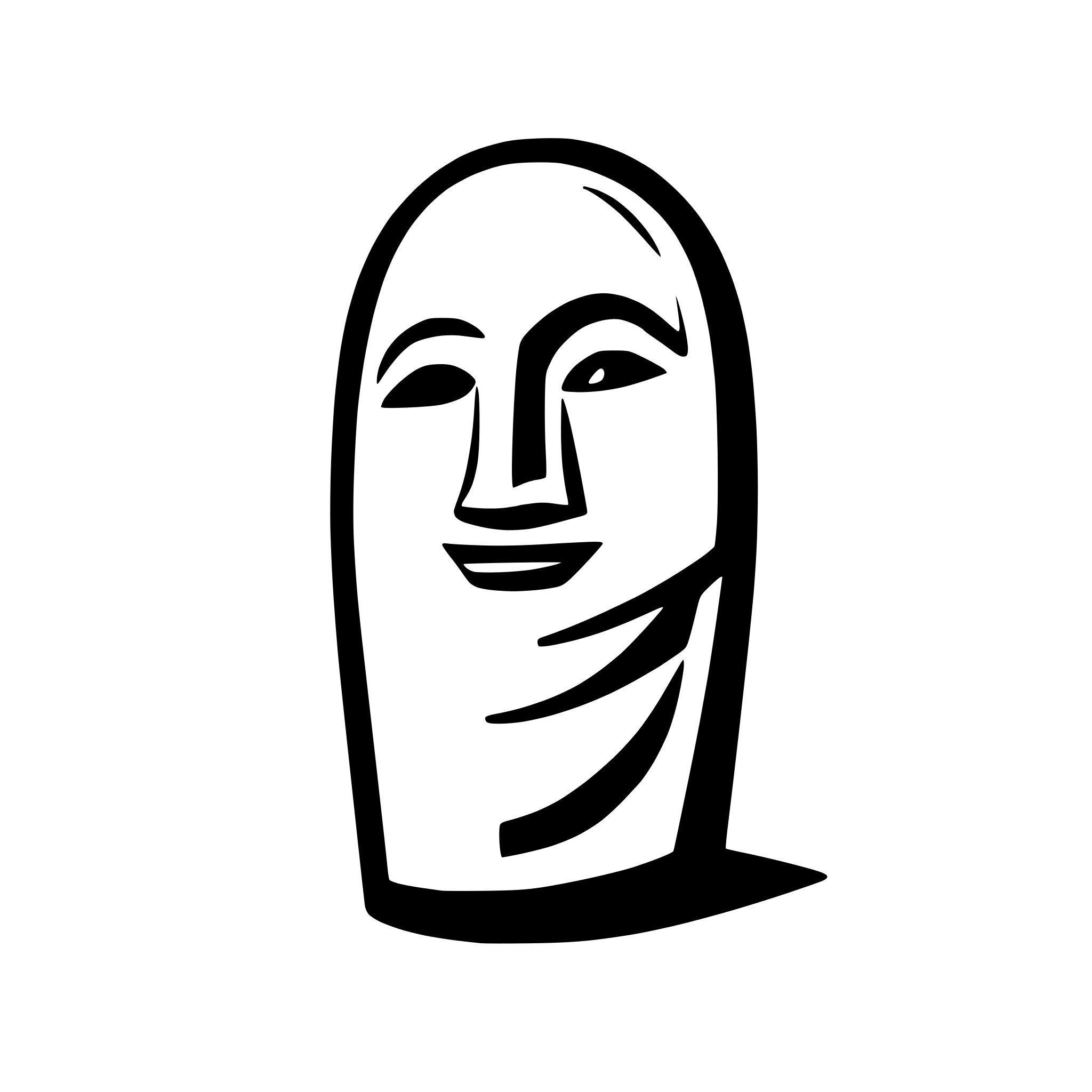 AI-generated SVG of a side view of a minimalist moai