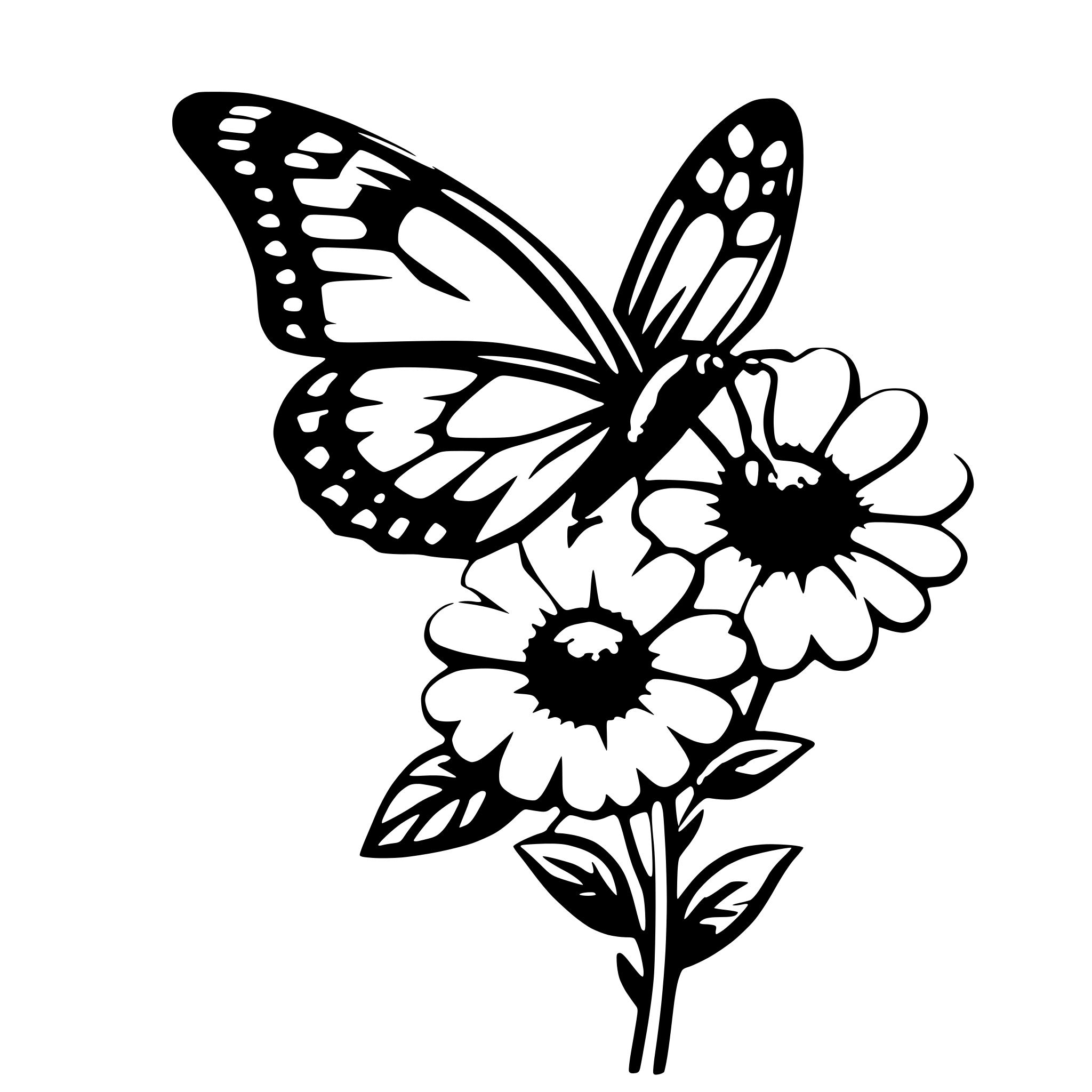 AI-generated SVG of 'butterfly on flower'
