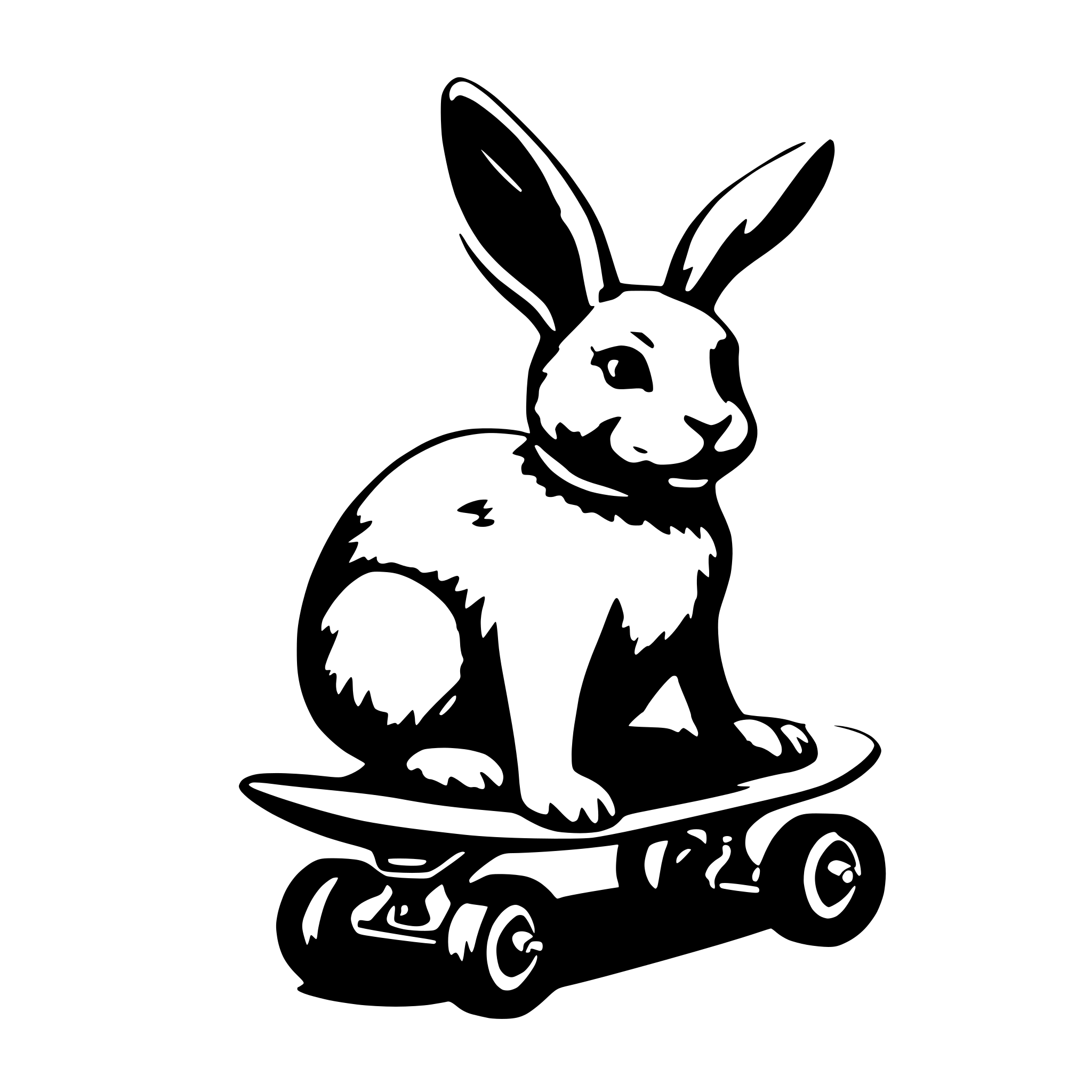 AI-generated SVG of 'baby bunny on skateboard'