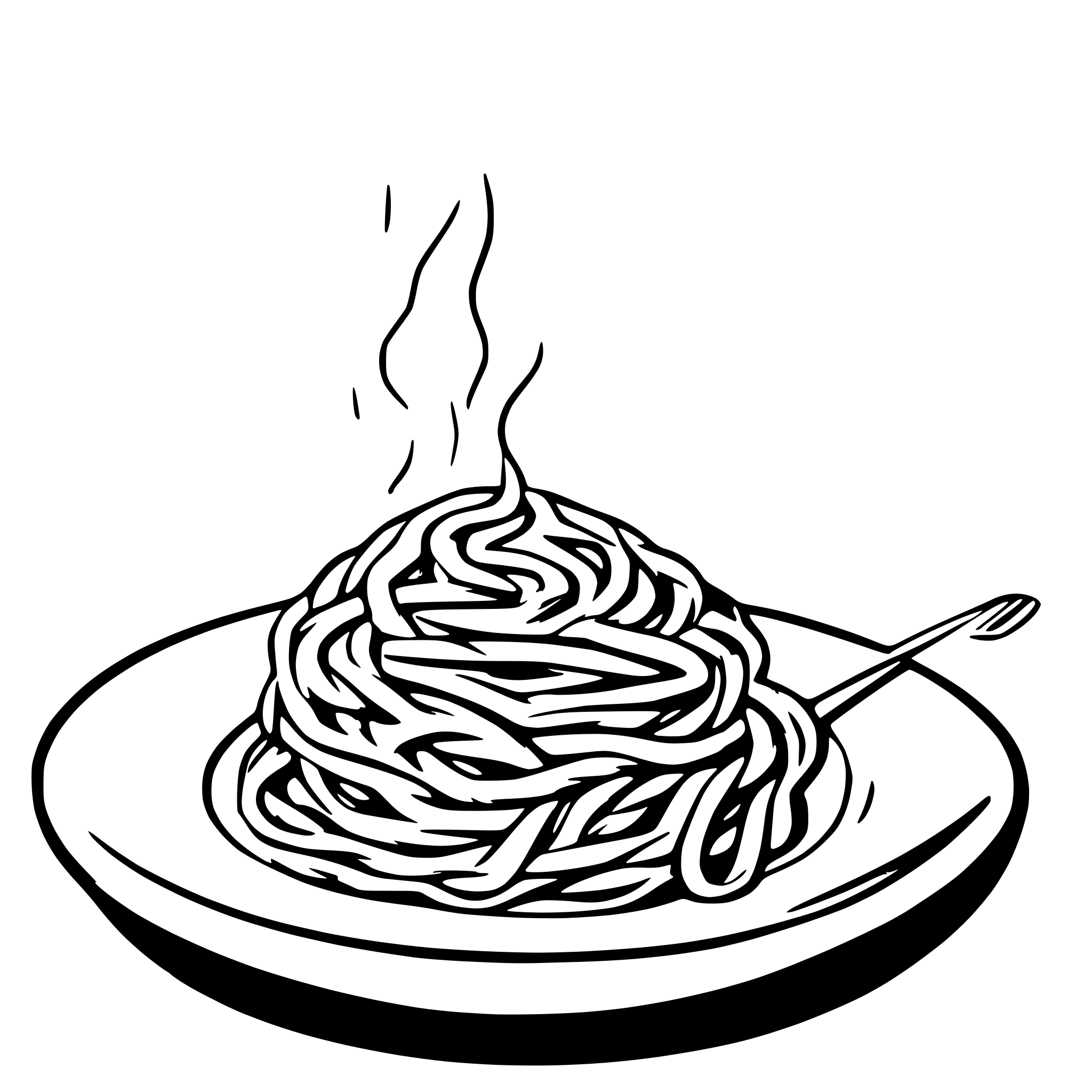 AI-generated SVG of a simple line art of spaghetti on a plate