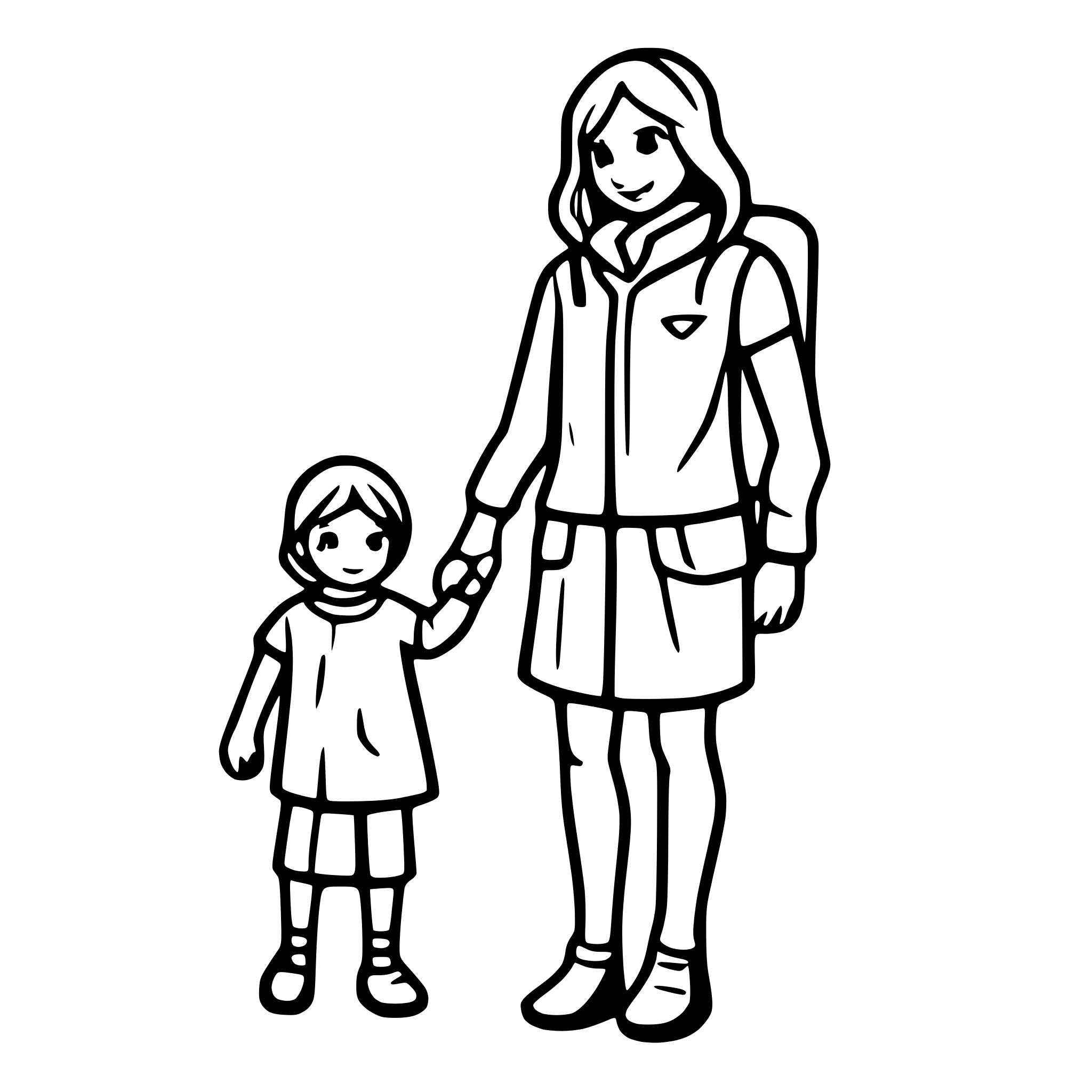 AI-generated SVG of a Concept: A young adult (male or female) with a child by their side. Can be holding the hand of a small child or with a child’s toy like a teddy bear or stroller nearby.