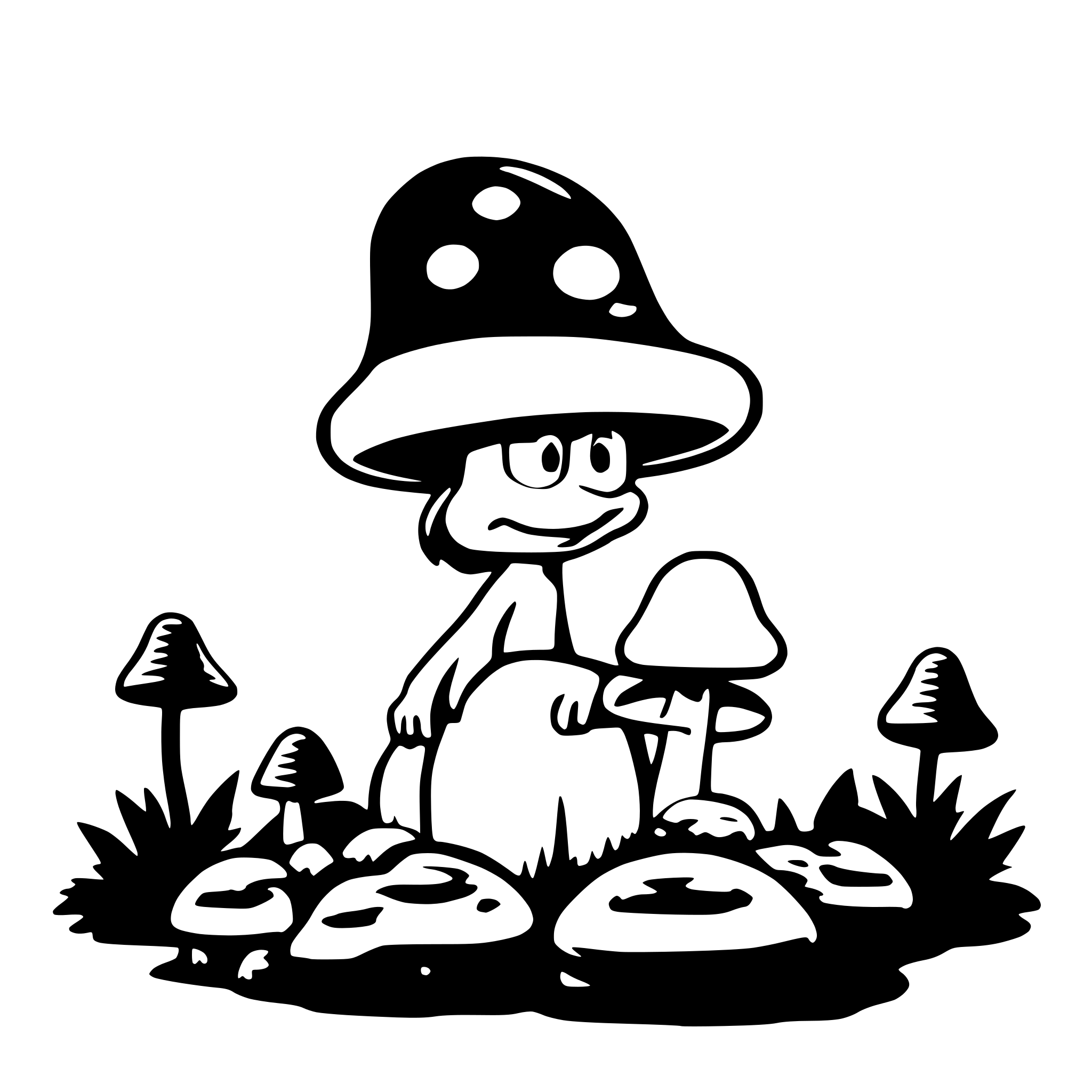 AI-generated SVG of a stoner smurf on magic mushroom