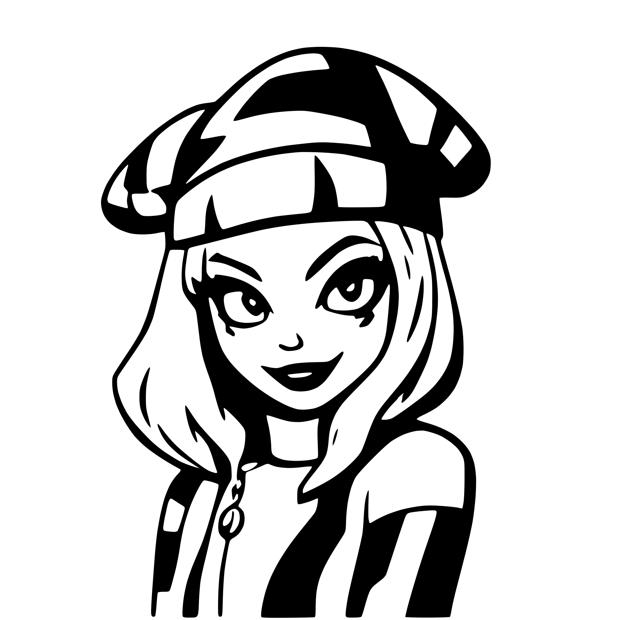 AI-generated SVG of a harley quinn with Jester hat