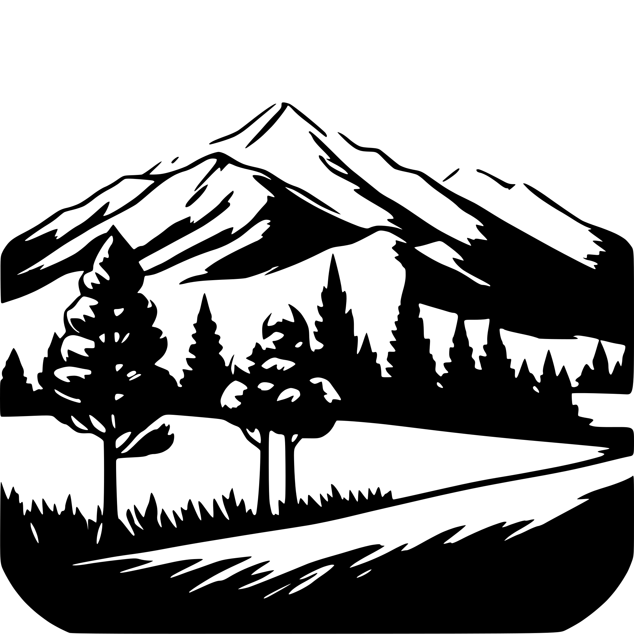 AI-generated SVG of a treeline with mountains