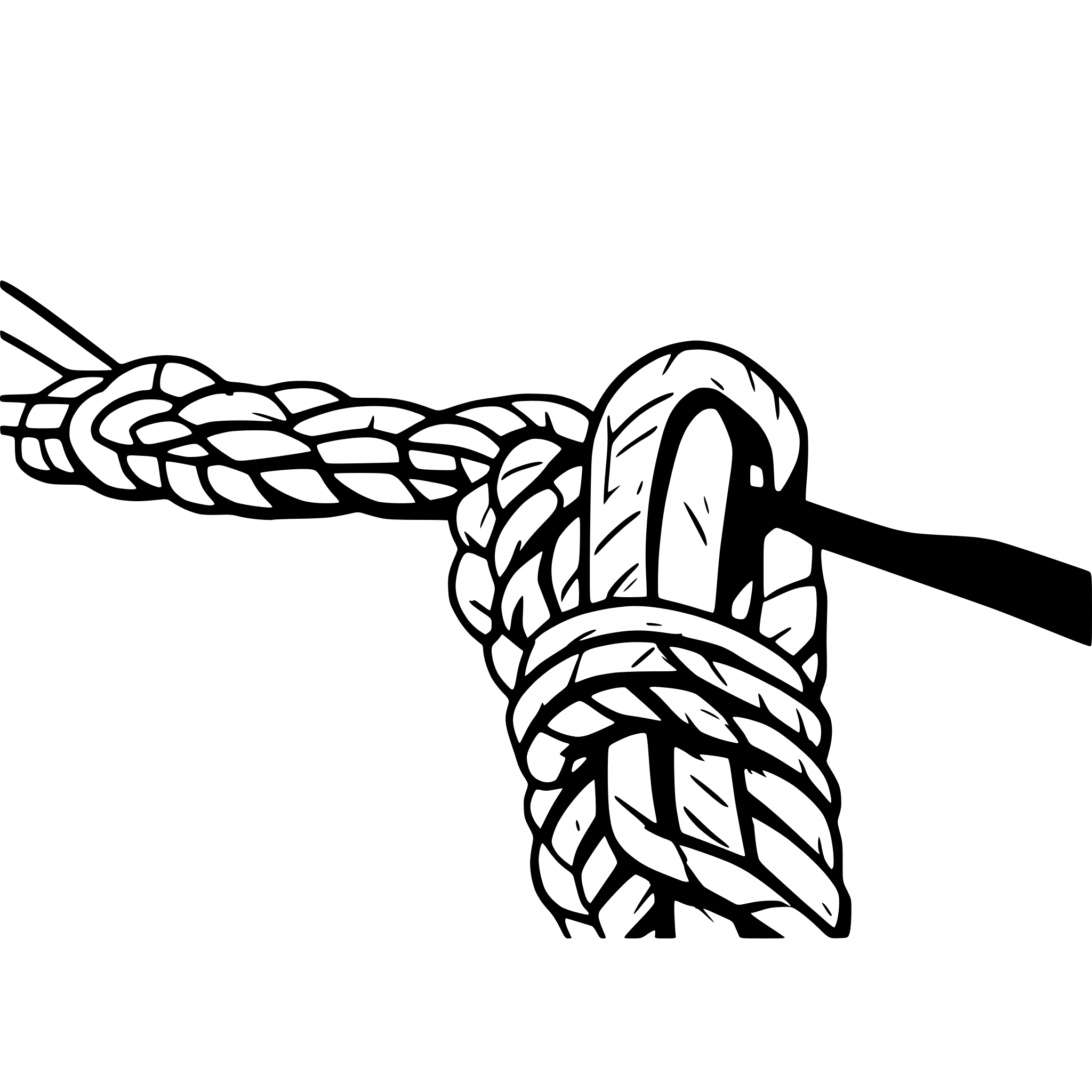 AI-generated SVG of a Simple line art of single climbing rope not coiled