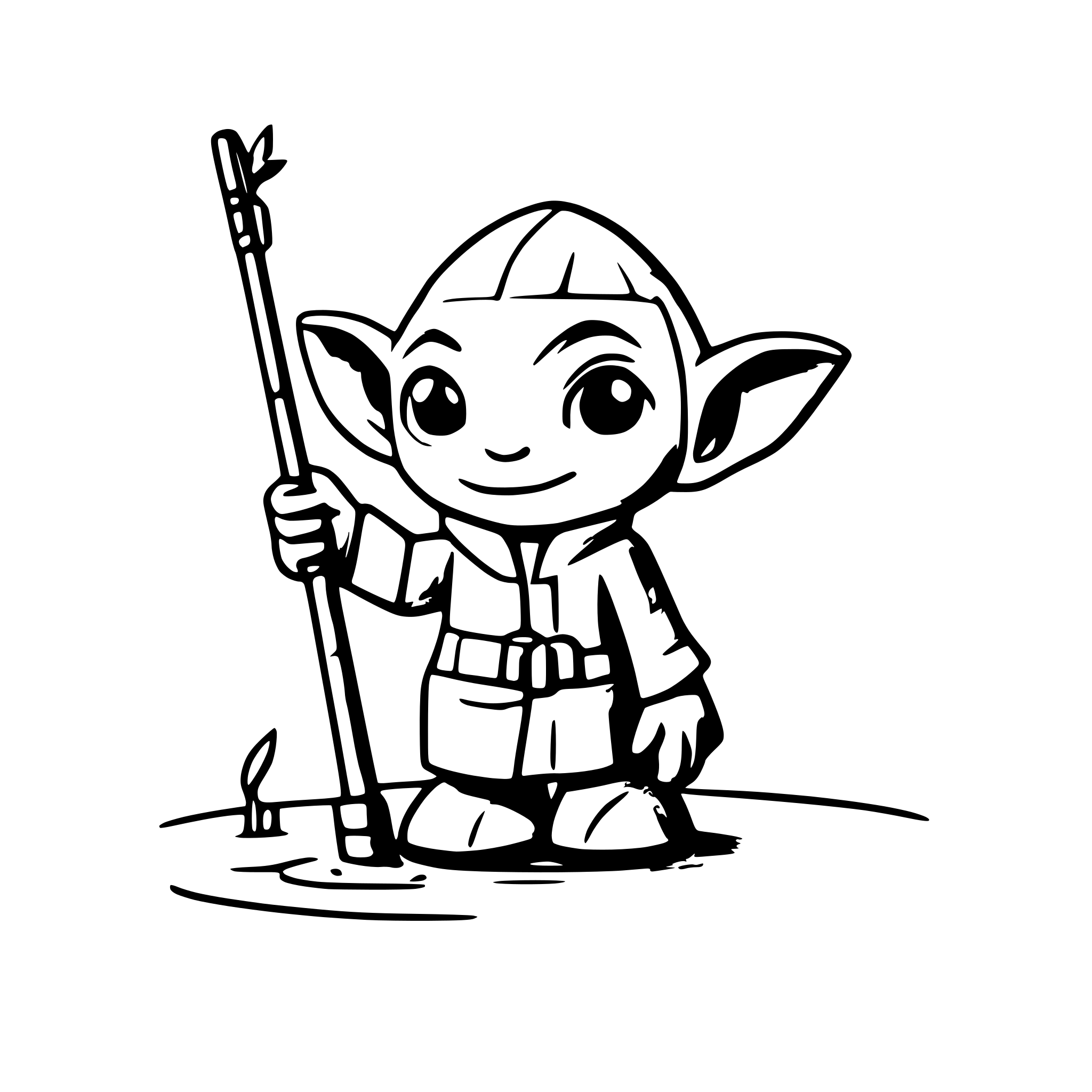 AI-generated SVG of a Yoda  fishing