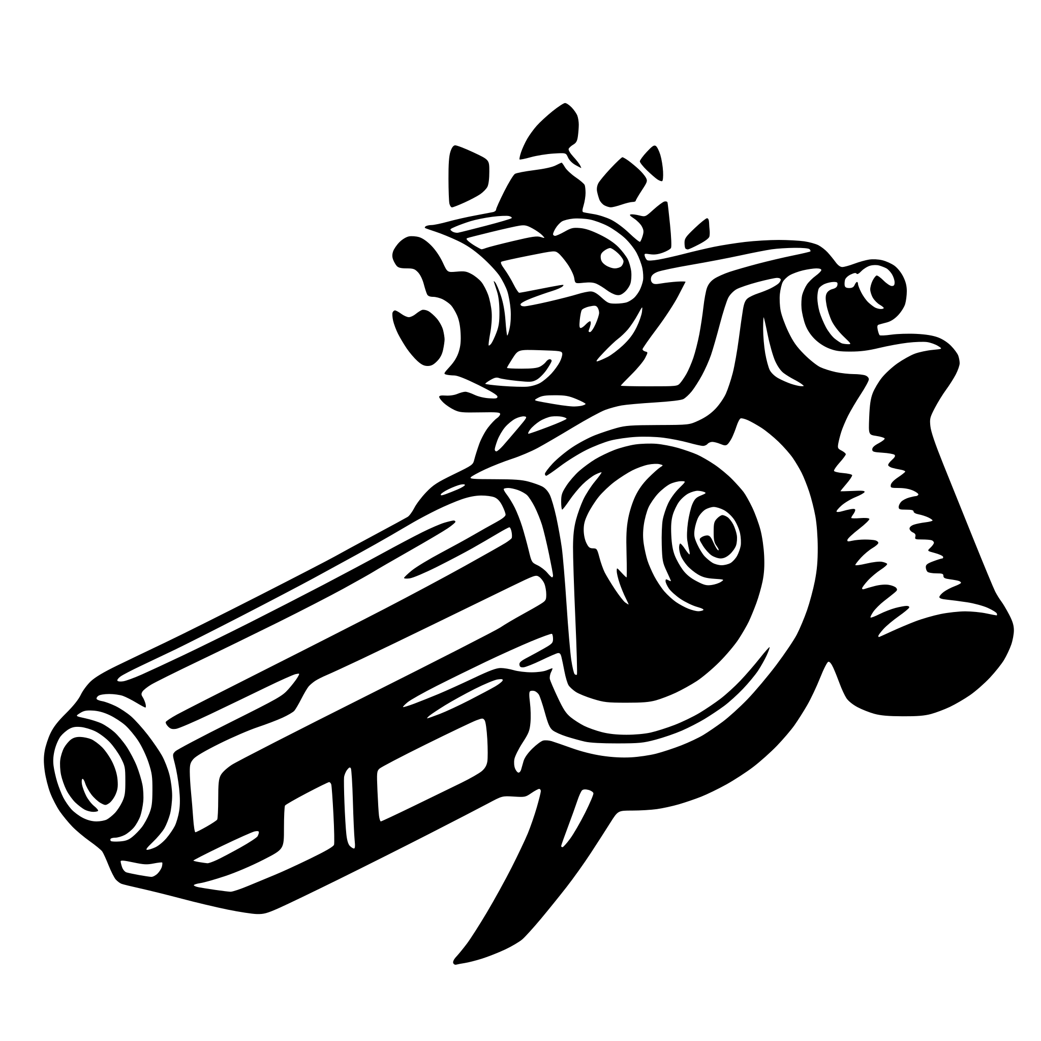 AI-generated SVG of 'revolver fumant'