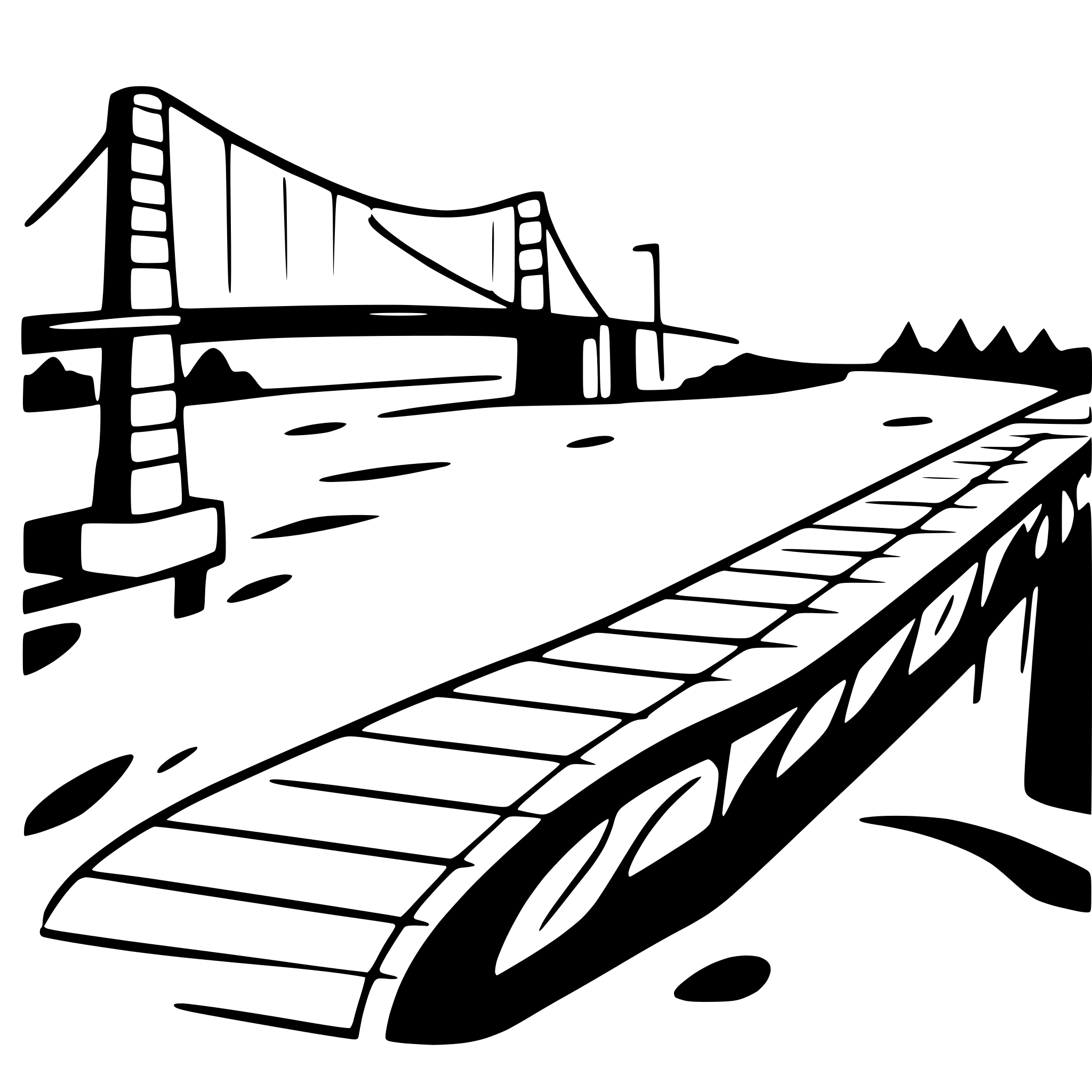AI-generated SVG of a bridge over rushing river