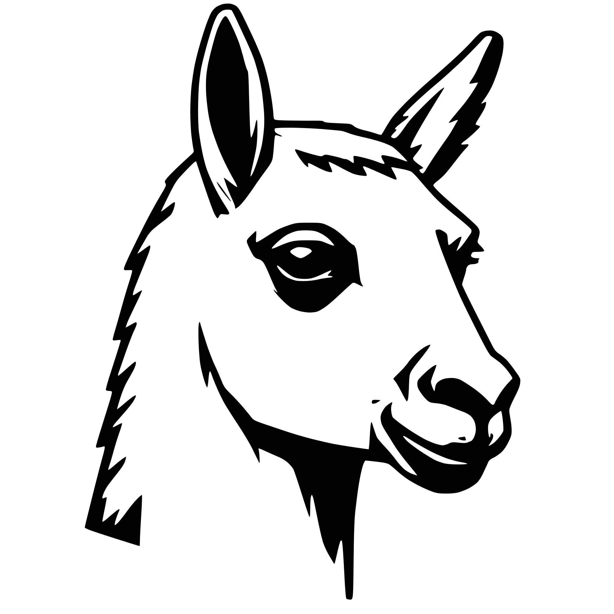 AI-generated SVG of a low poly lama head