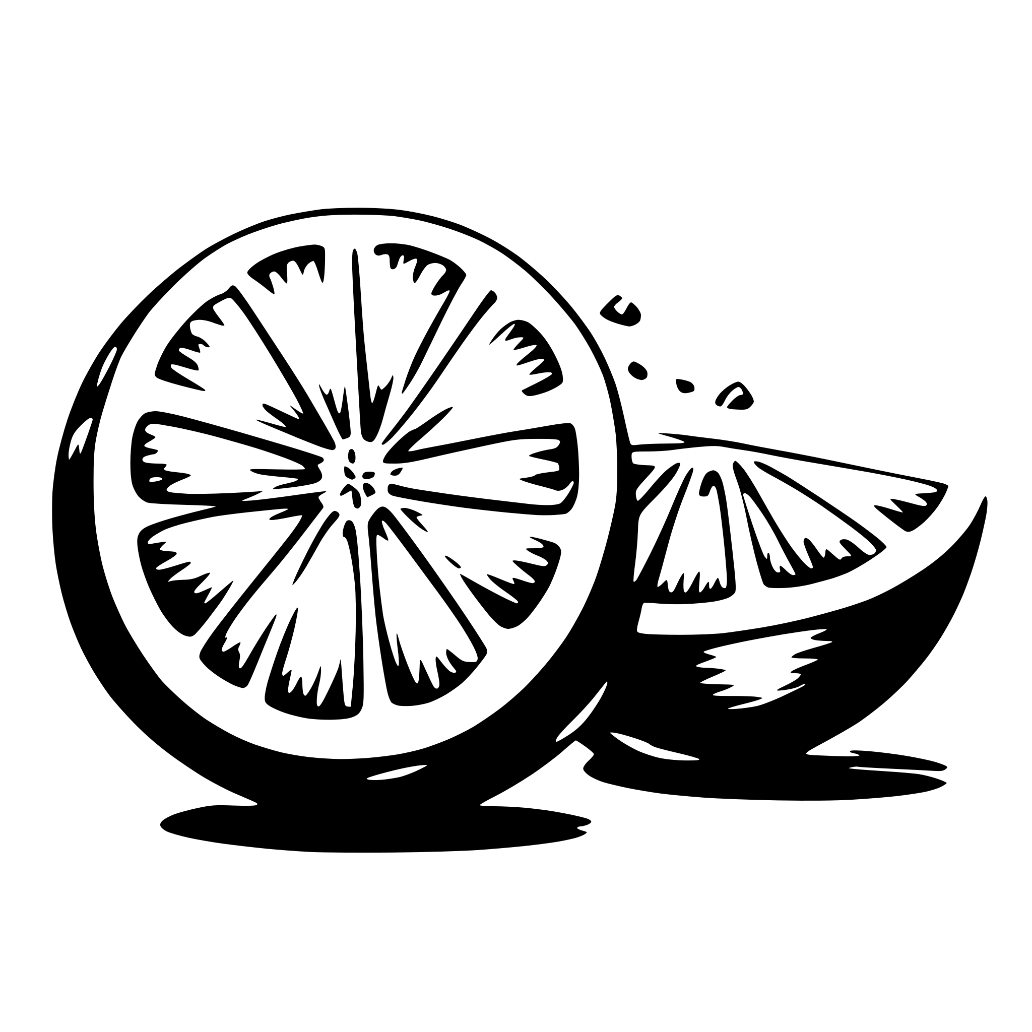 AI-generated SVG of 'a single slice of lemon breaking into pieces'