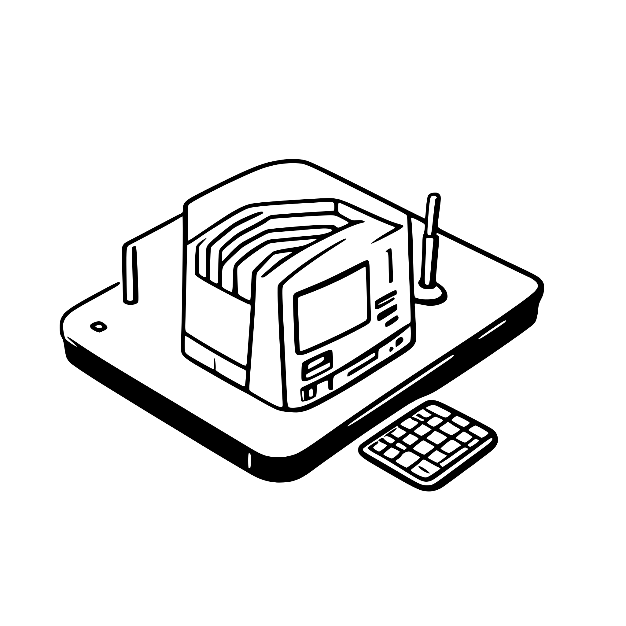 AI-generated SVG of 'a laptop connecting to three servers; each server should show a CD reader and a power button'