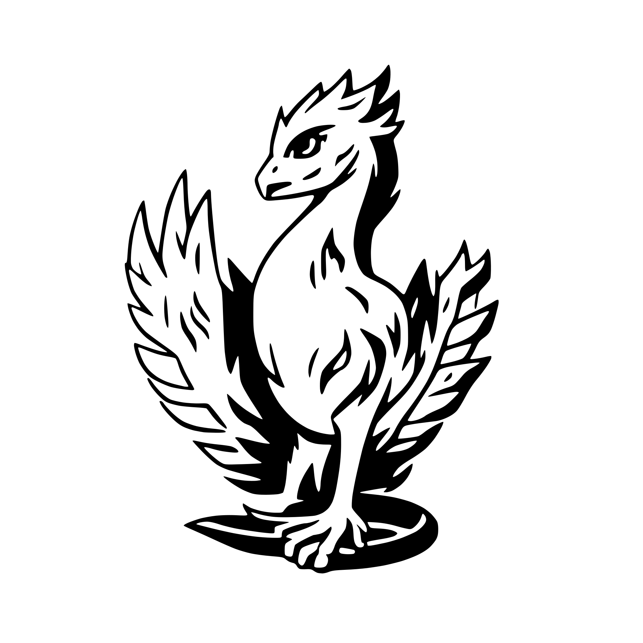 AI-generated SVG of 'A phoenix sitting in flames.'