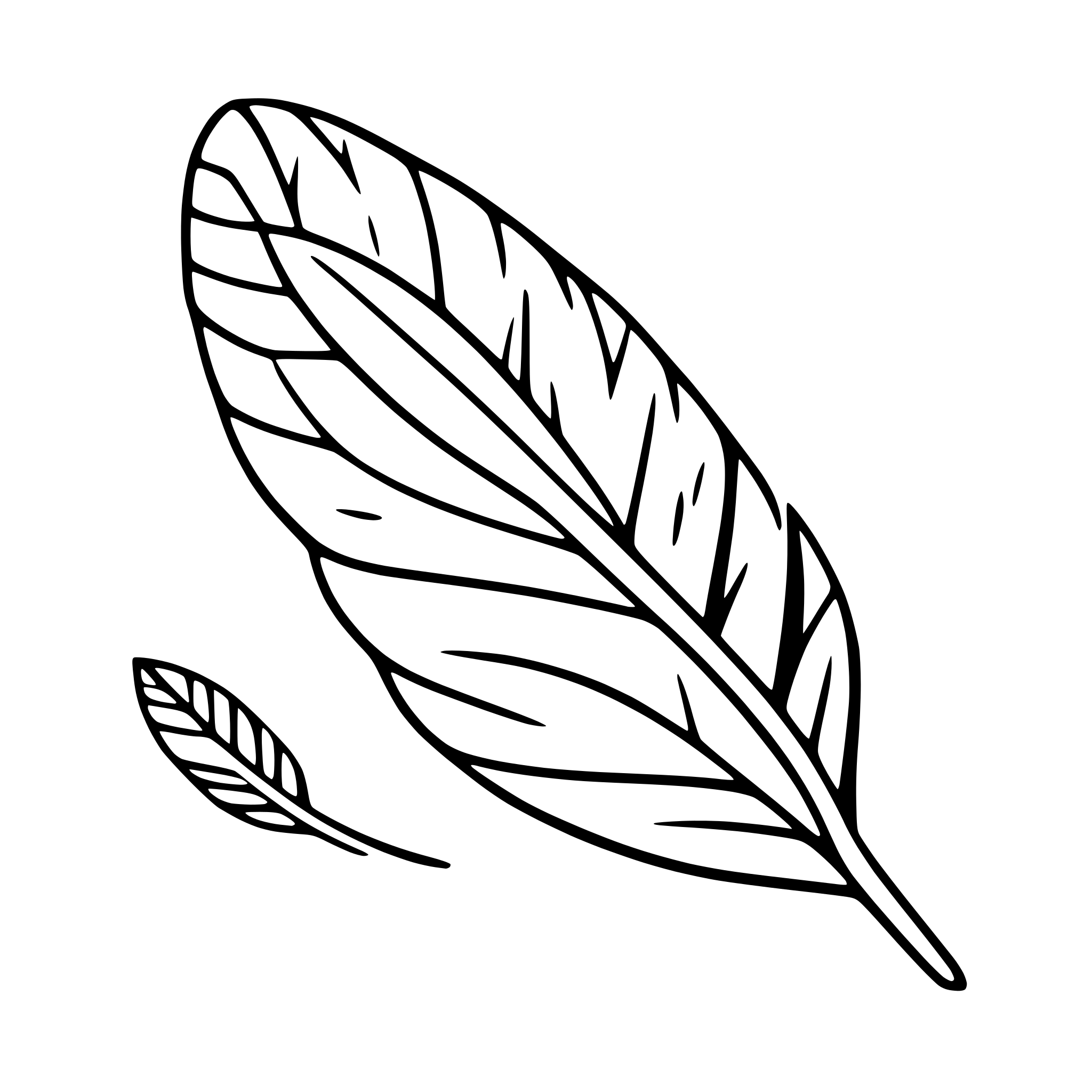 AI-generated SVG of 'feather transforming into birds'