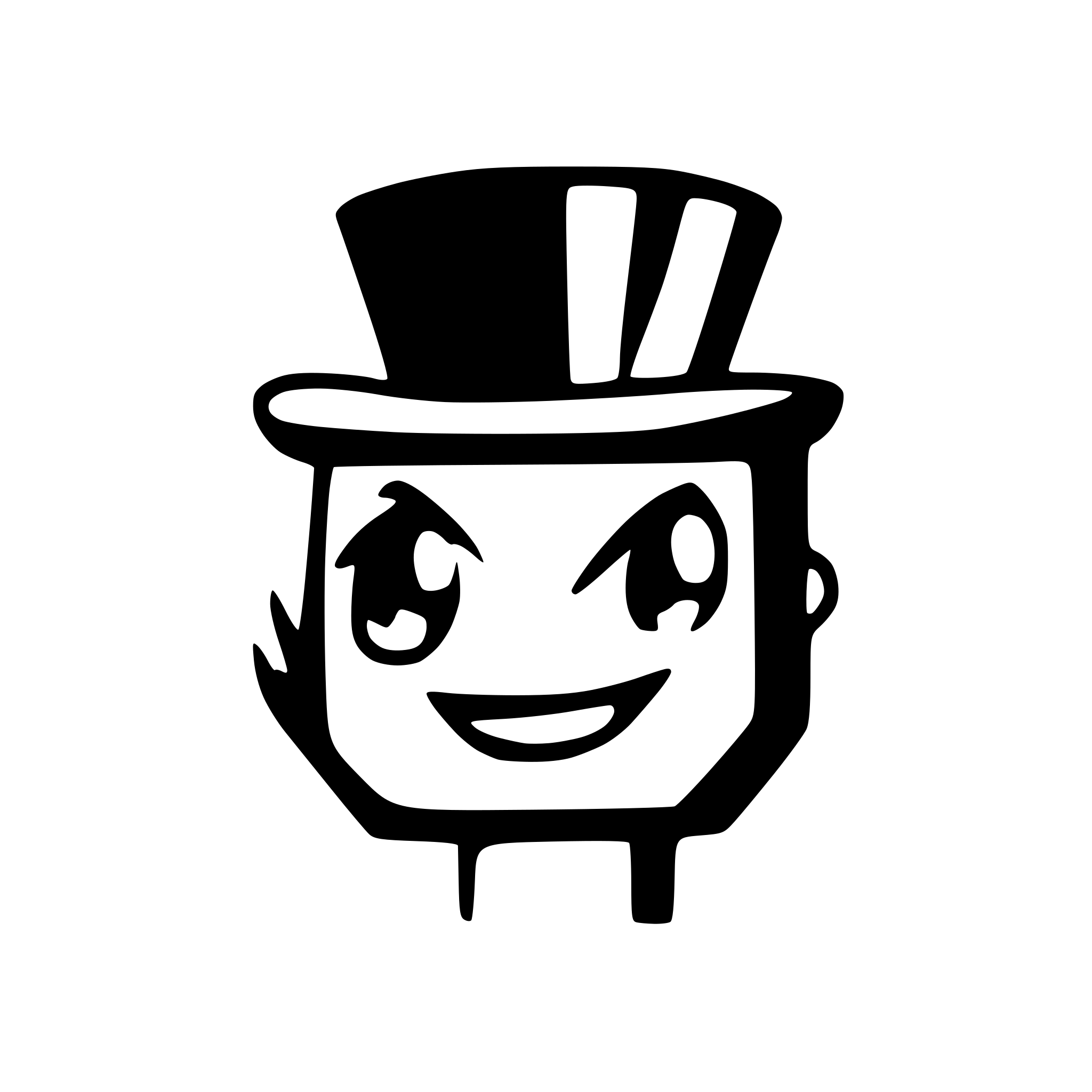 AI-generated SVG of a a smiling robot with a top hat to show that he is rich. Highly stylized.