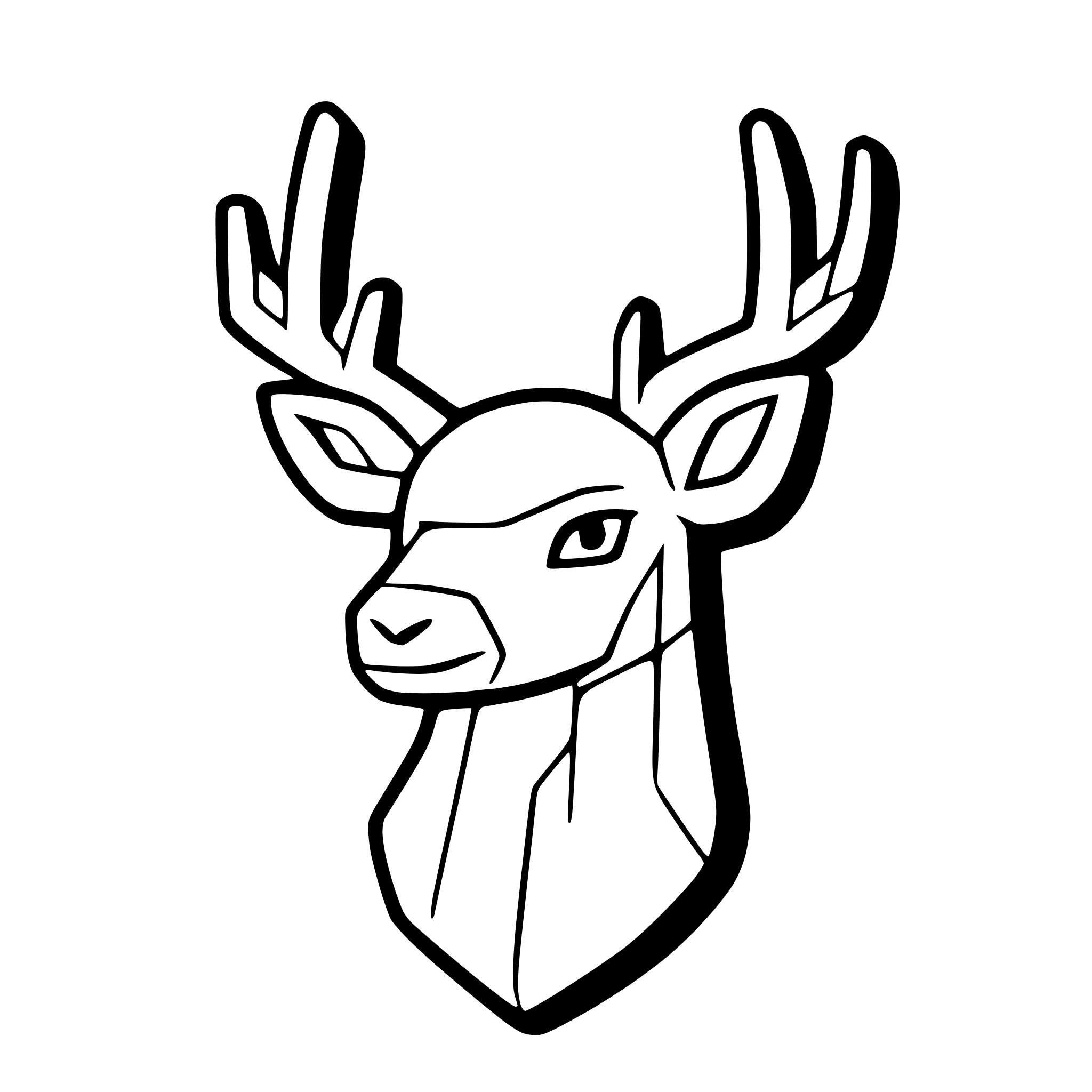 AI-generated SVG of 'geometric deer with antlers'