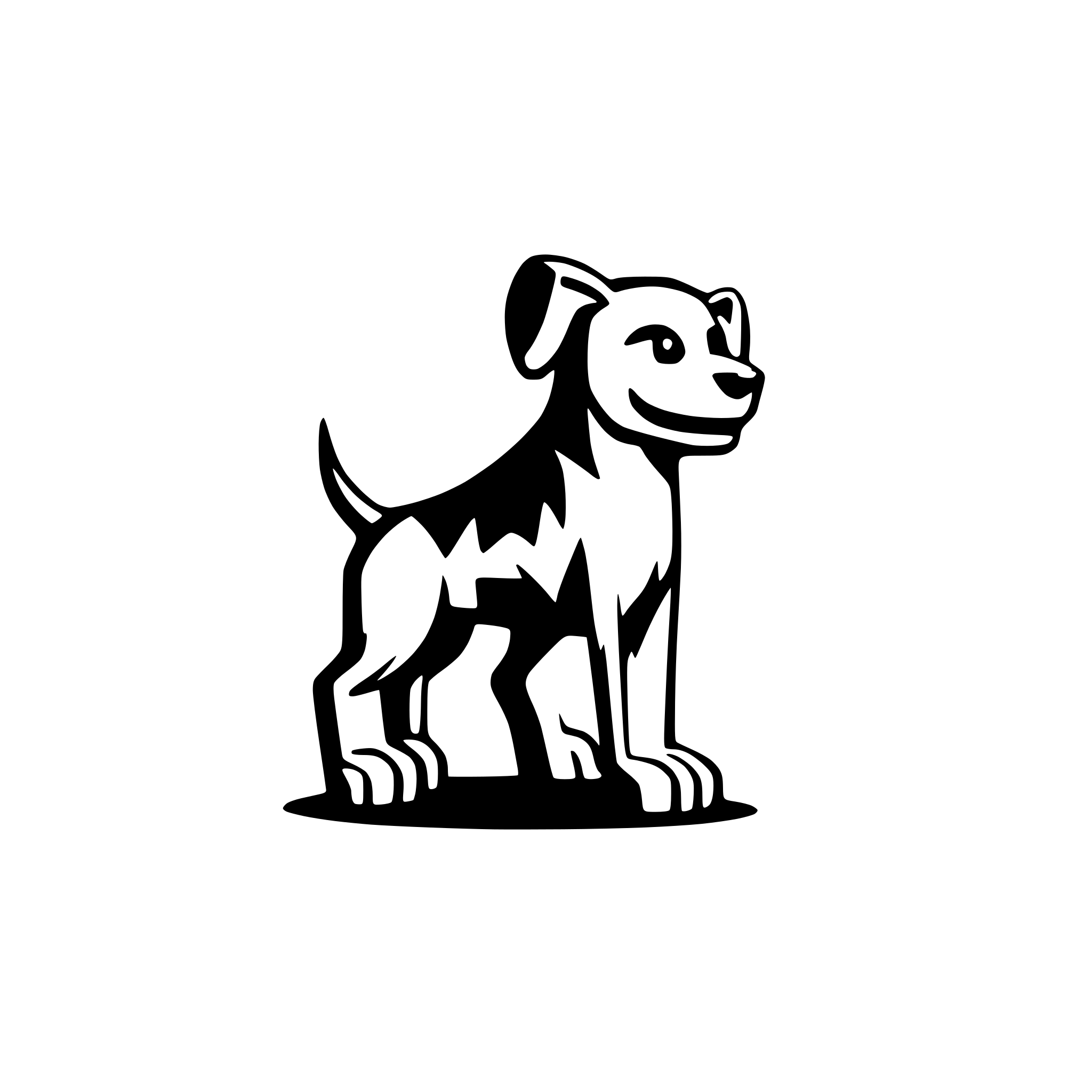 AI-generated SVG of a a minimal abstract funny playful dog logo from the side running showing whole body AI-generated SVG of a a minimal abstract funny playful dog logo from the side running showing whole body