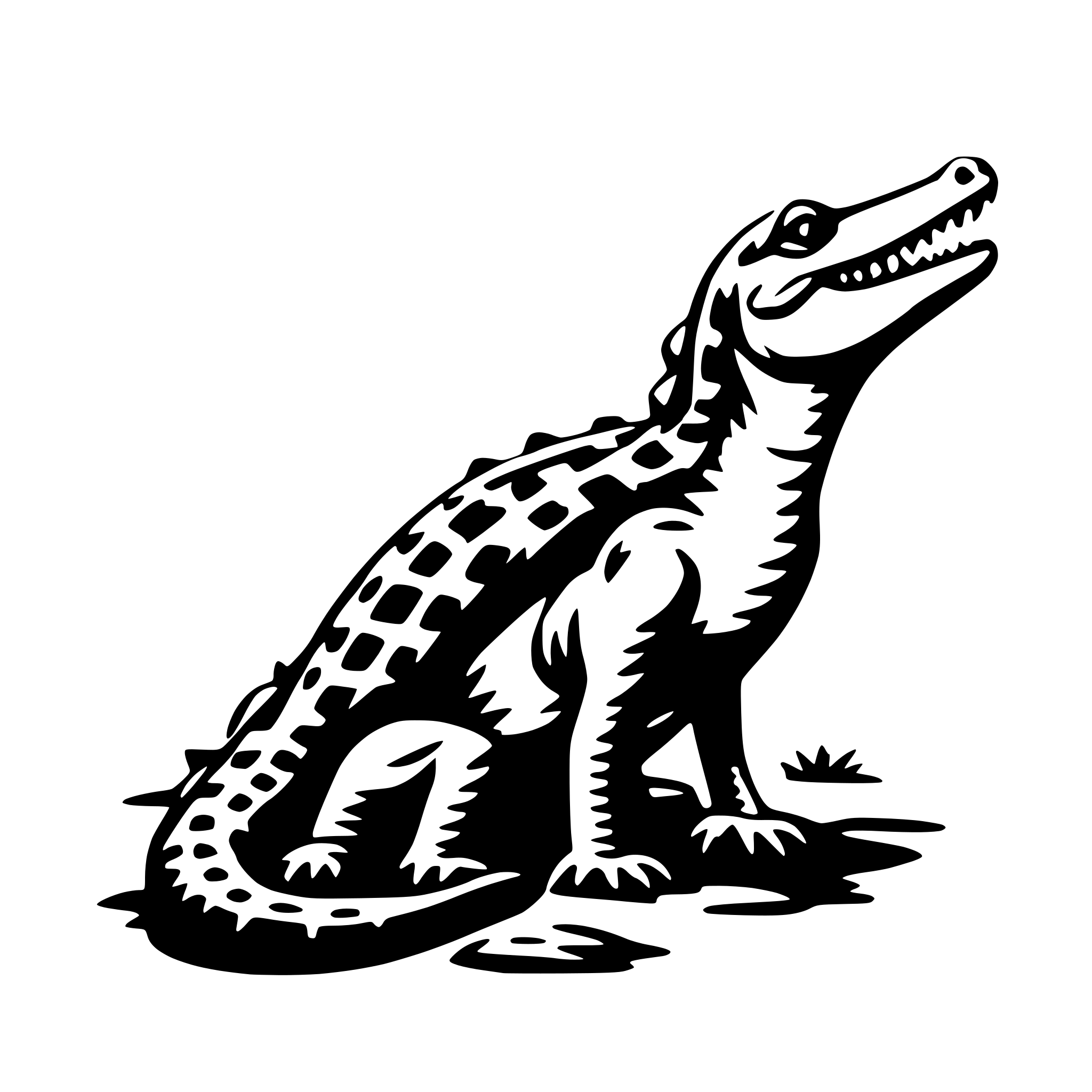 AI-generated SVG of 'crocodile and bird'