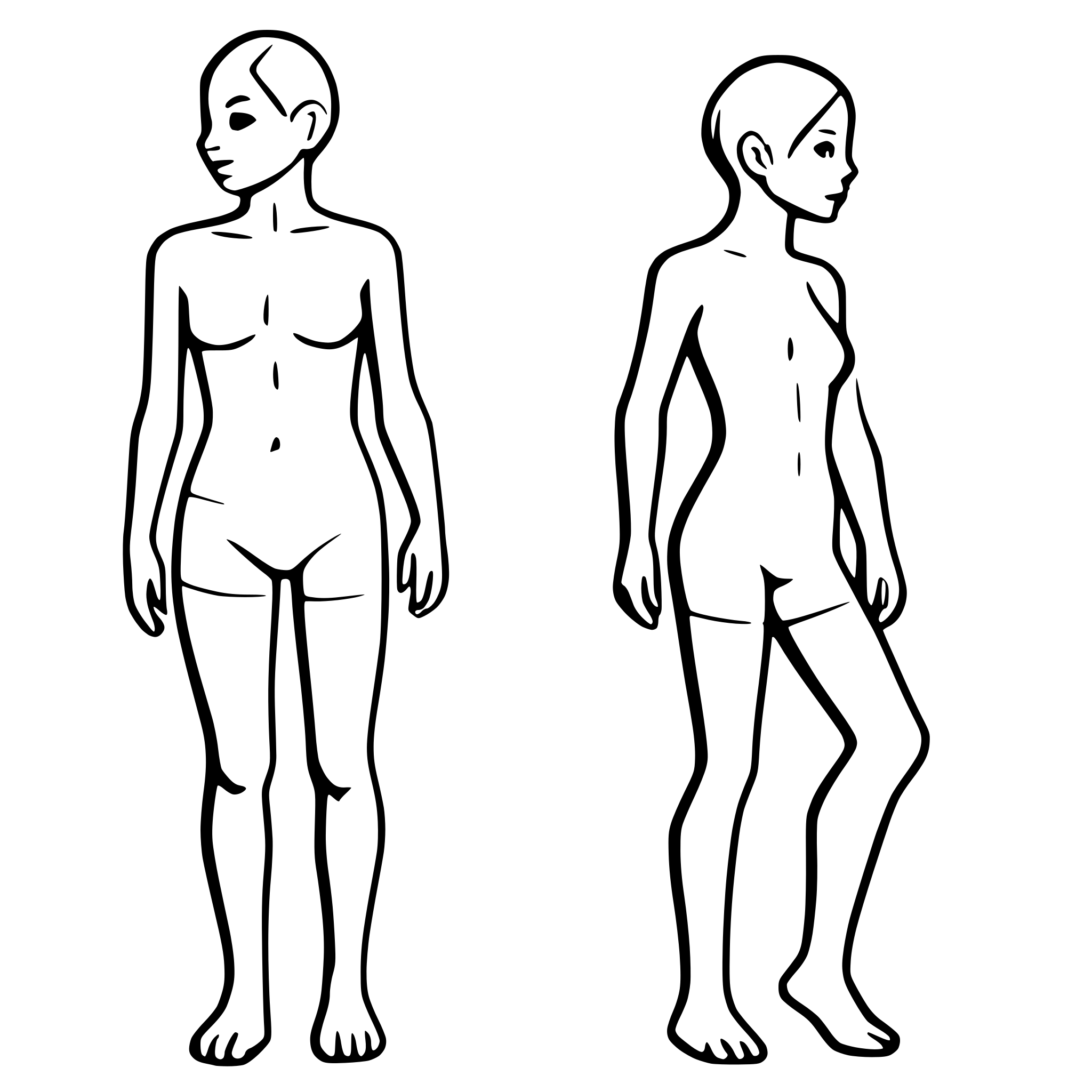 AI-generated SVG of a human bodymap front and back side to side
