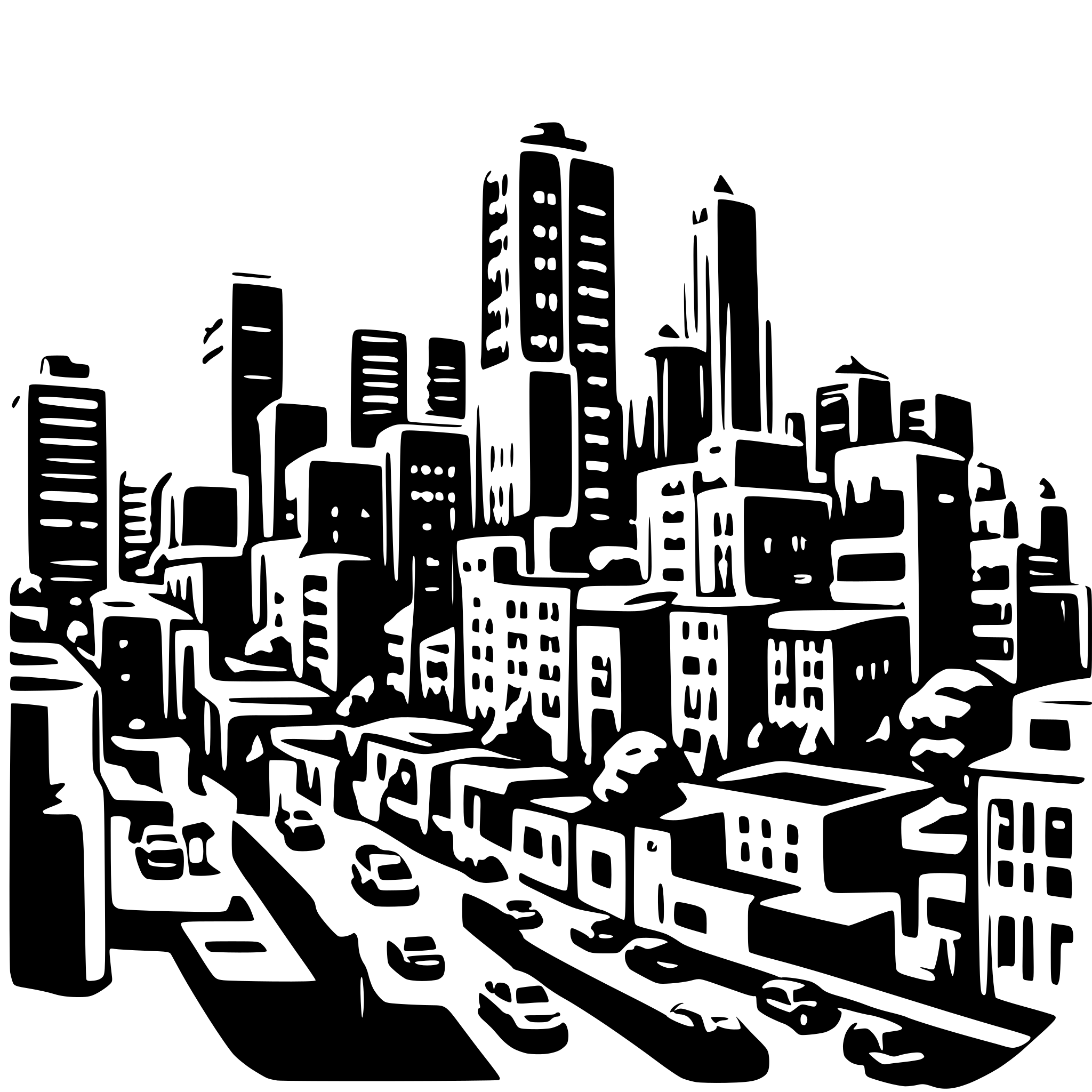 AI-generated SVG of a generate crowded city
