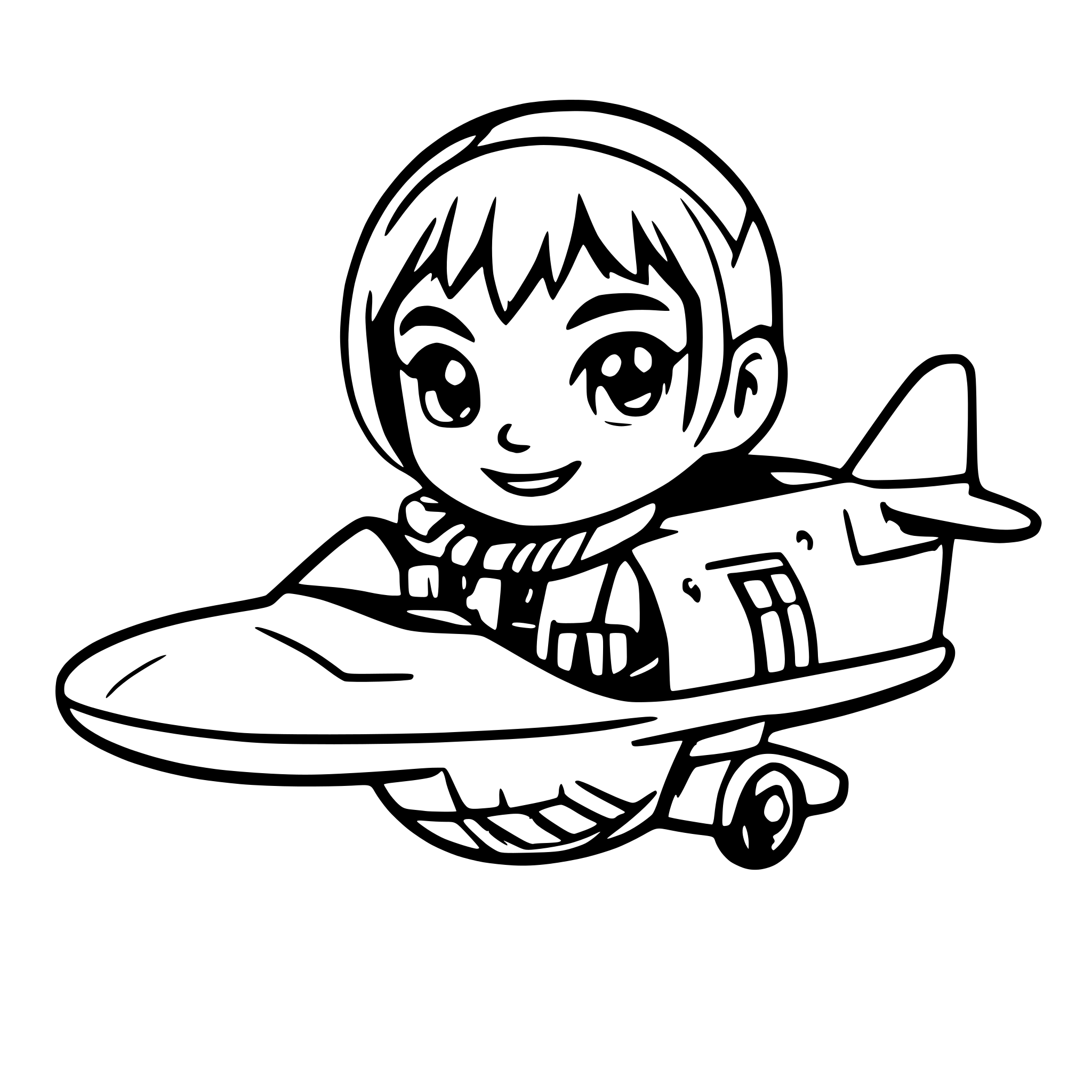 AI-generated SVG of 'a cute boy in a plane'