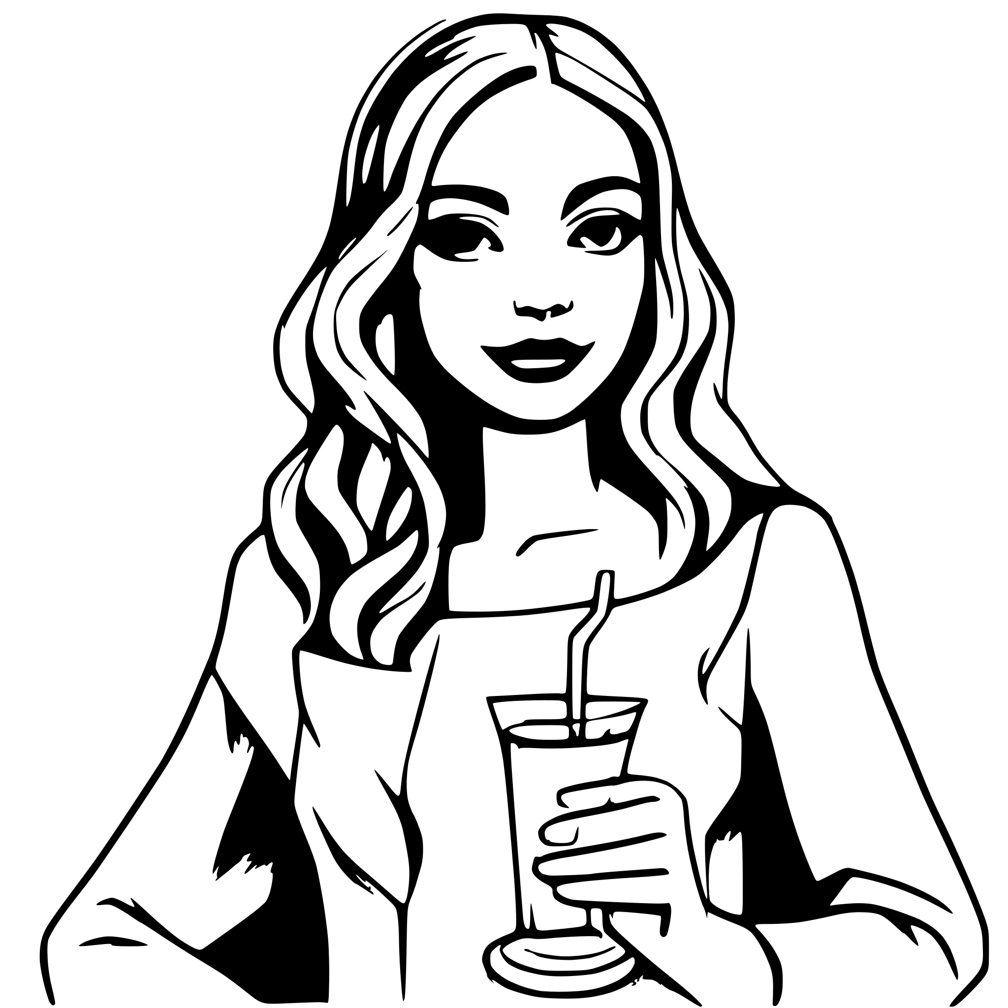 AI-generated SVG of a mona lisa drinking juice in her iconic pose. Do not change the pose. Retain the structure.