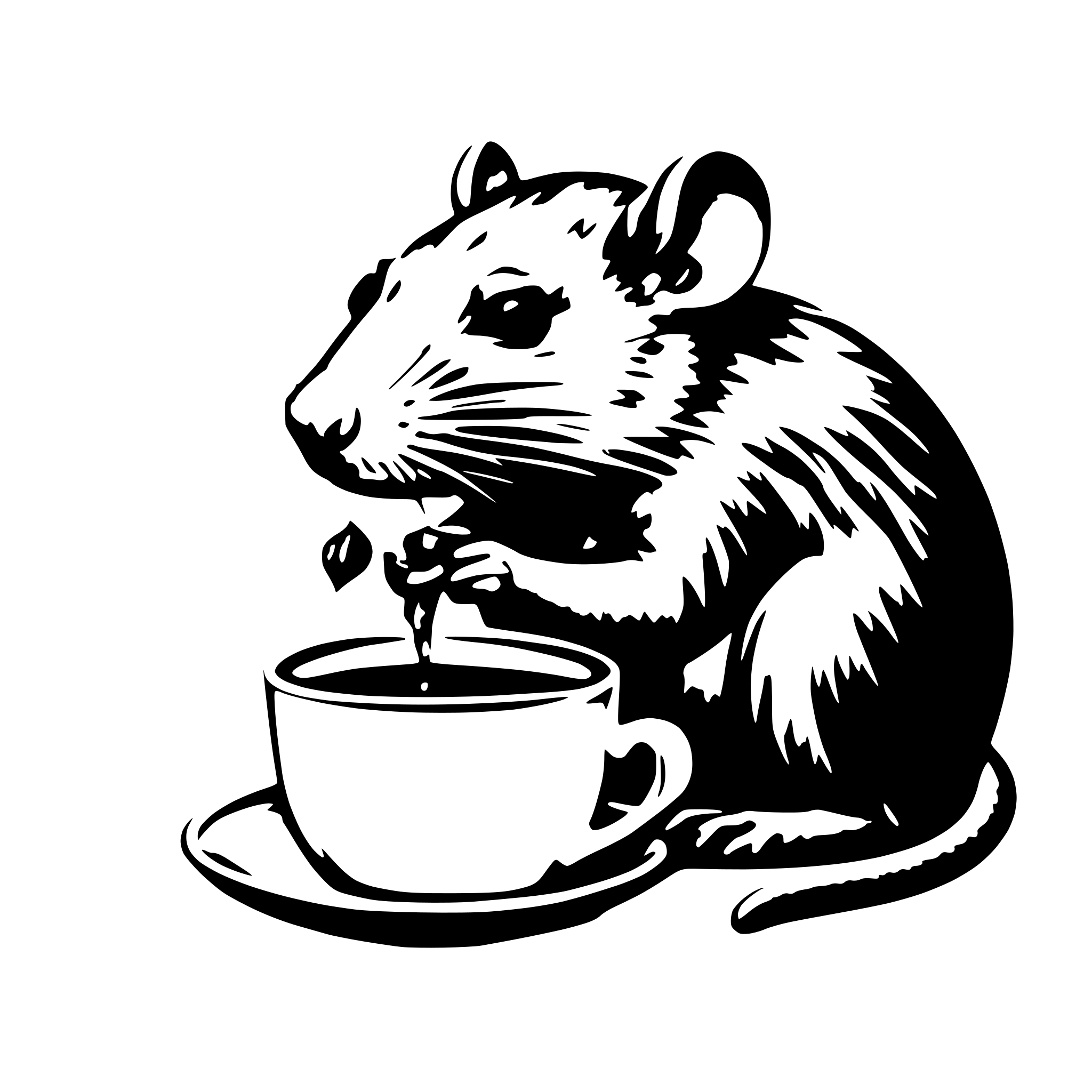 AI-generated SVG of 'fancy rat drinking tea'