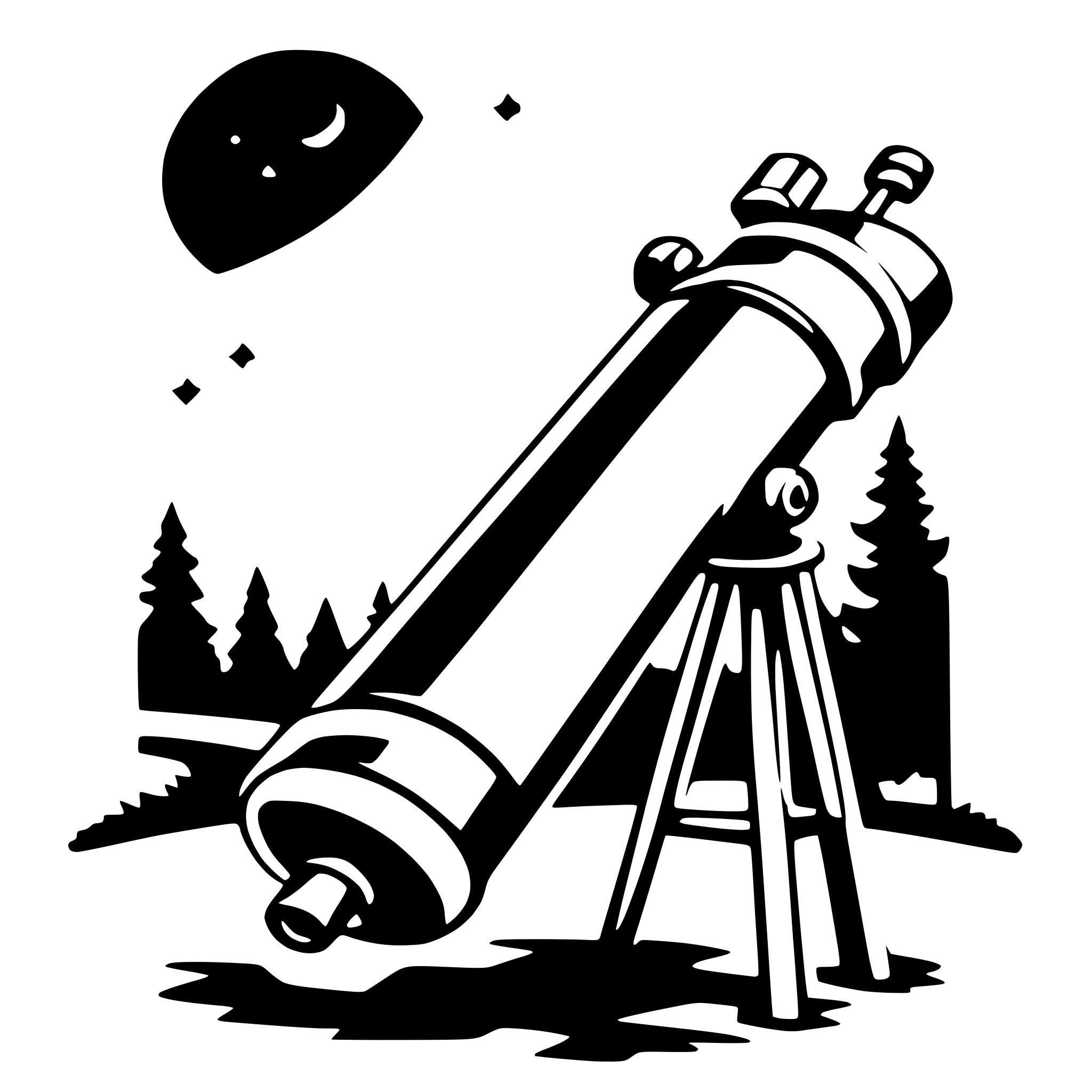 AI-generated SVG of a telescope and stars
