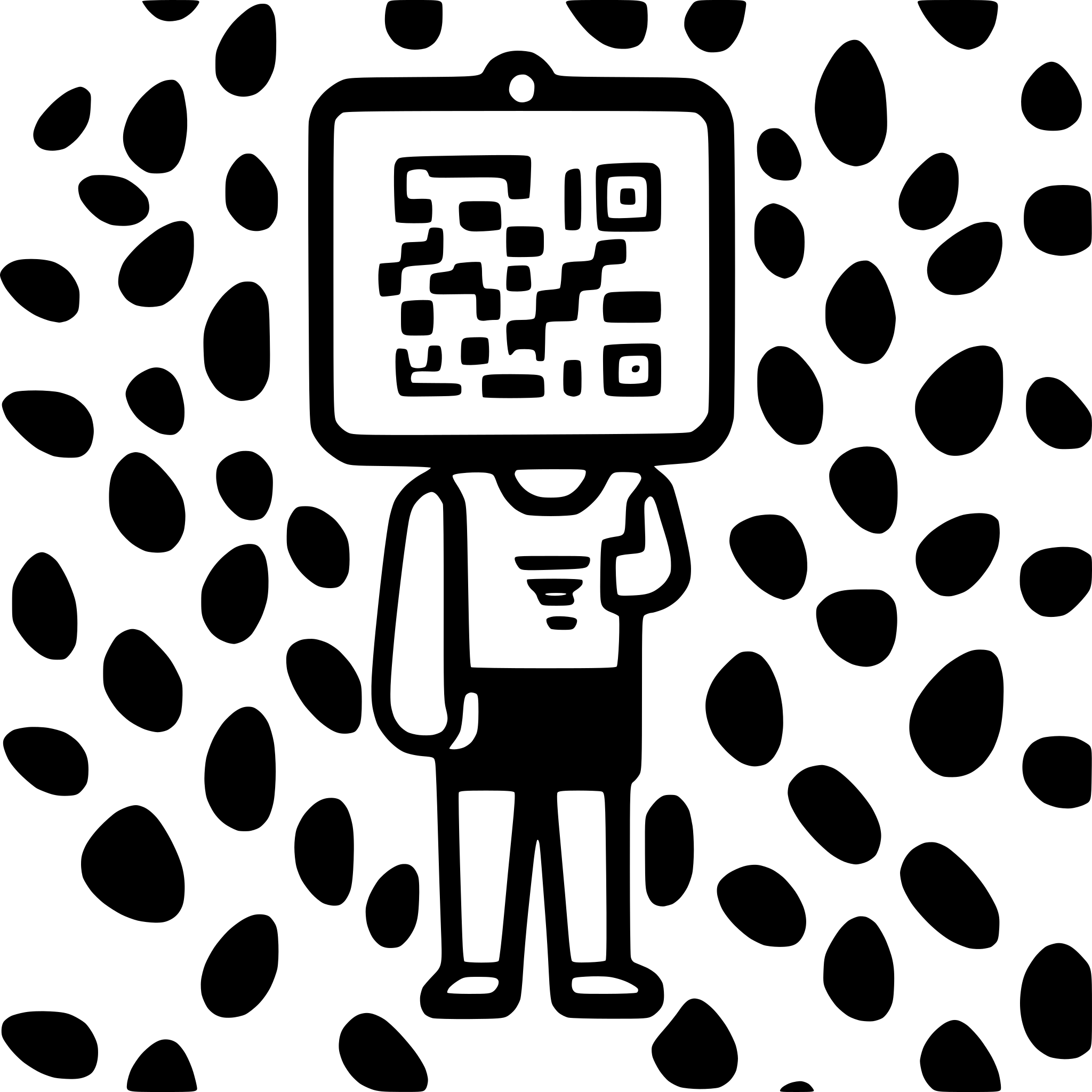AI-generated SVG of a user scanning qr code from wall lamp and  xlsx icon in his pocket