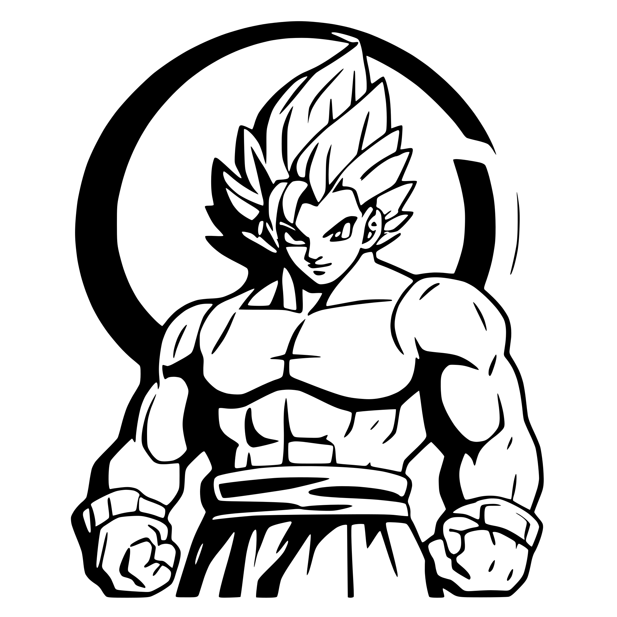 AI-generated SVG of 'dragonball goku crest muscle'