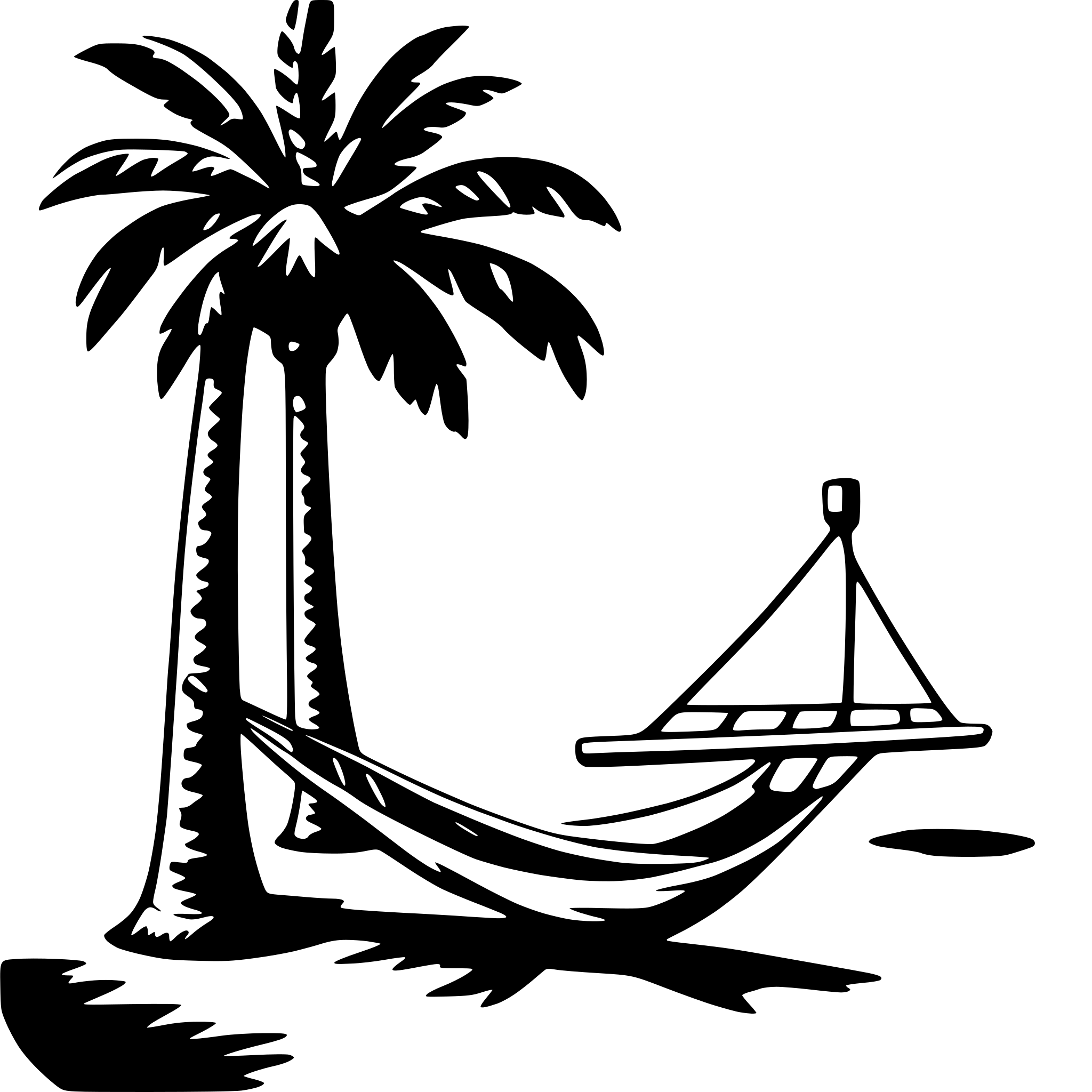 AI-generated SVG of 'palm trees and hammock'