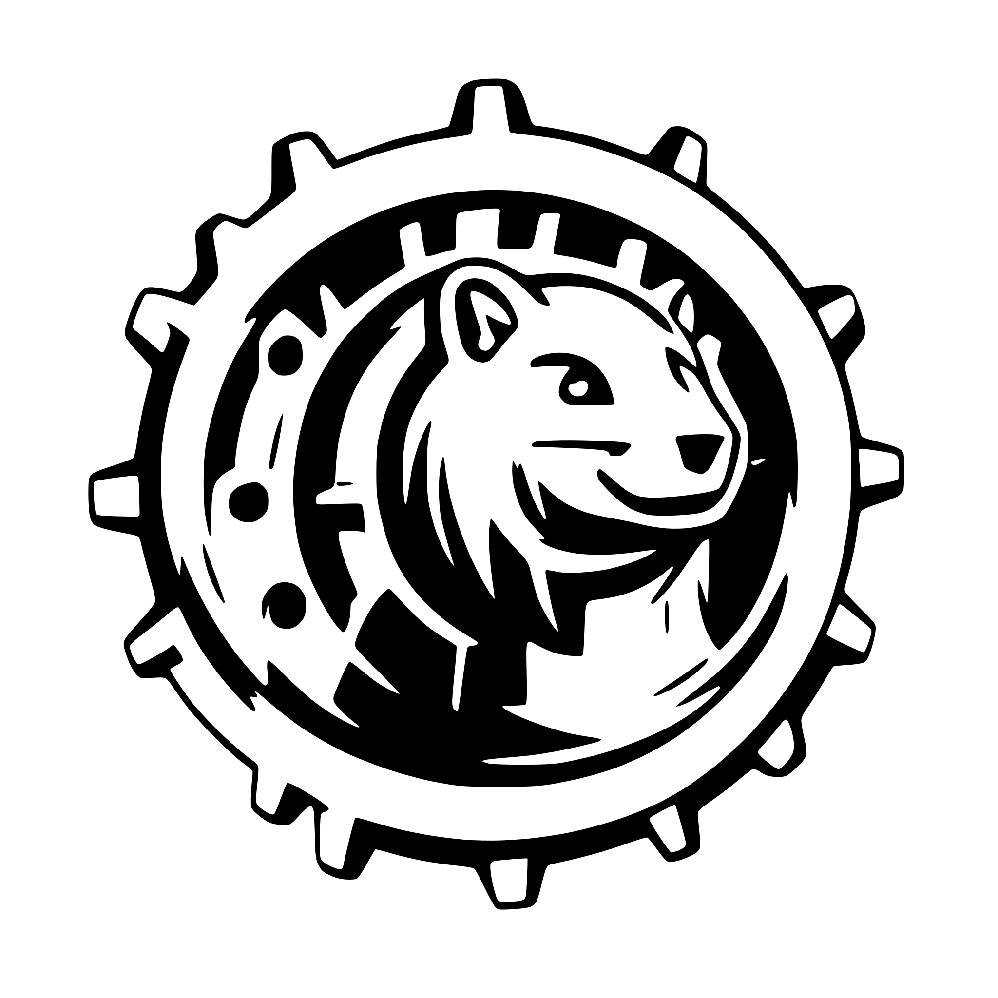 AI-generated SVG of a logo of wombat in the middle of industrial gear. No 3d effects, clear lines